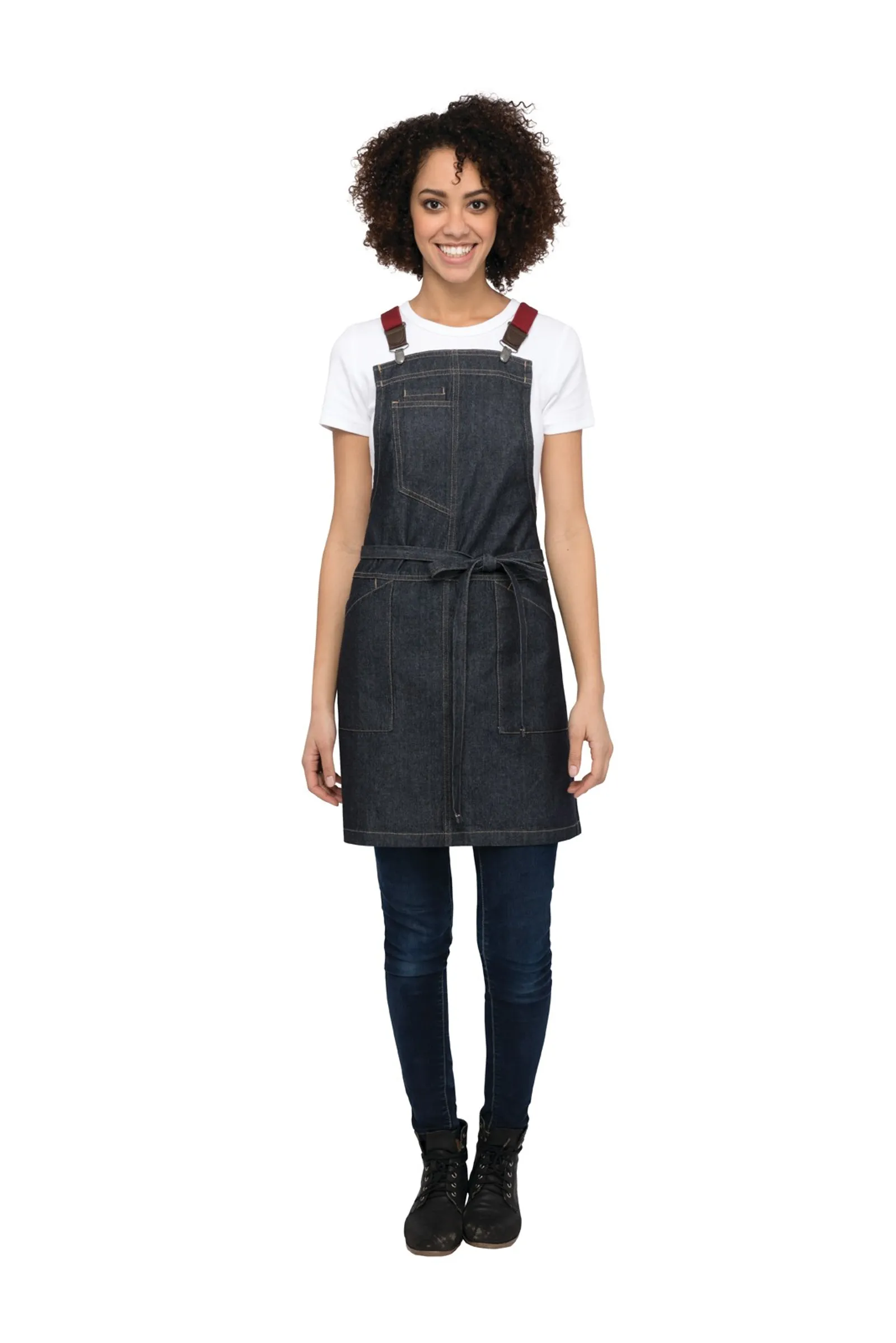 Chef Works ABS01W-IBL Berkeley Indigo Blue Petite Bib Apron