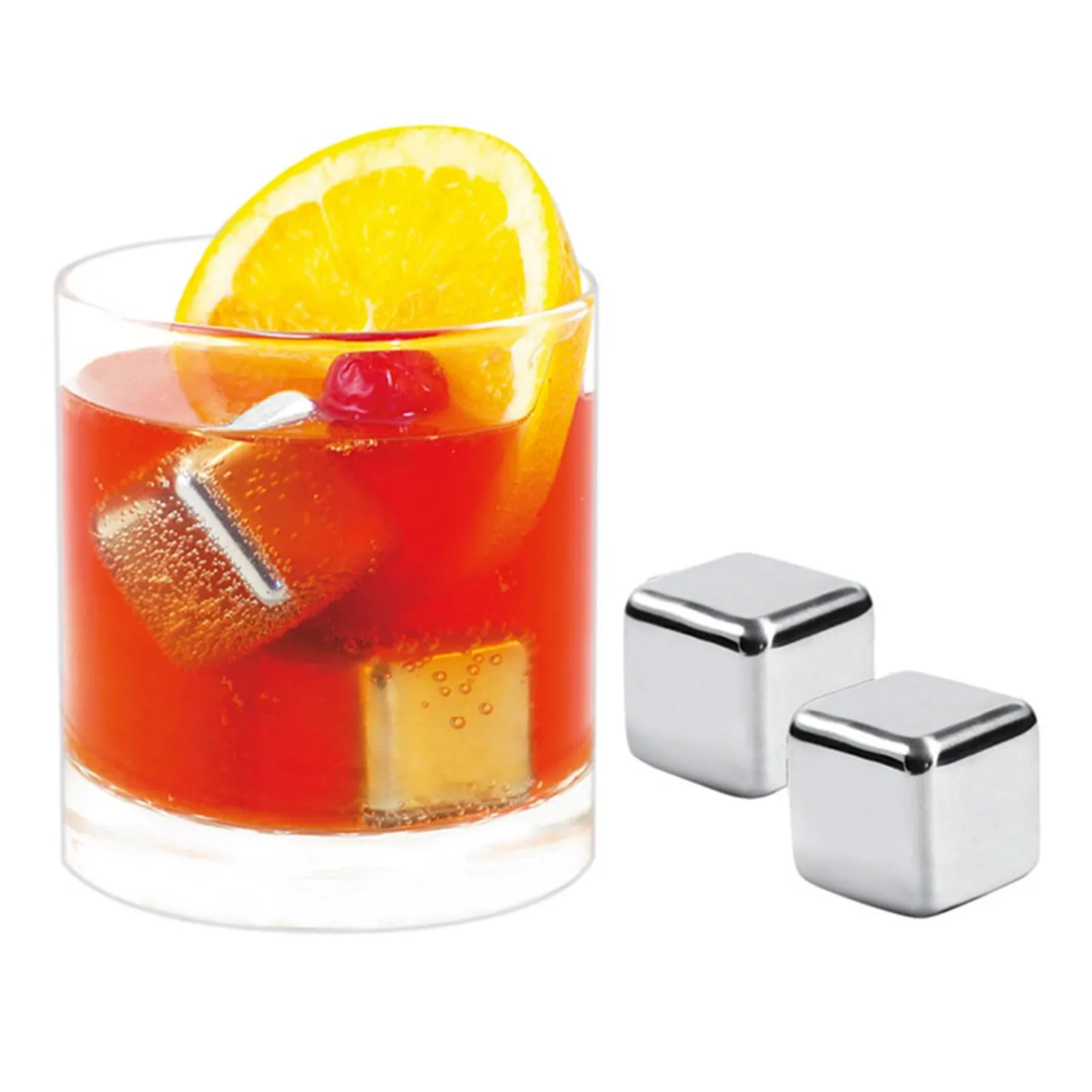 Avanti 16328 - Stainless Steel Ice Cubes 4 Piece Set with Velvet Pouch and Box