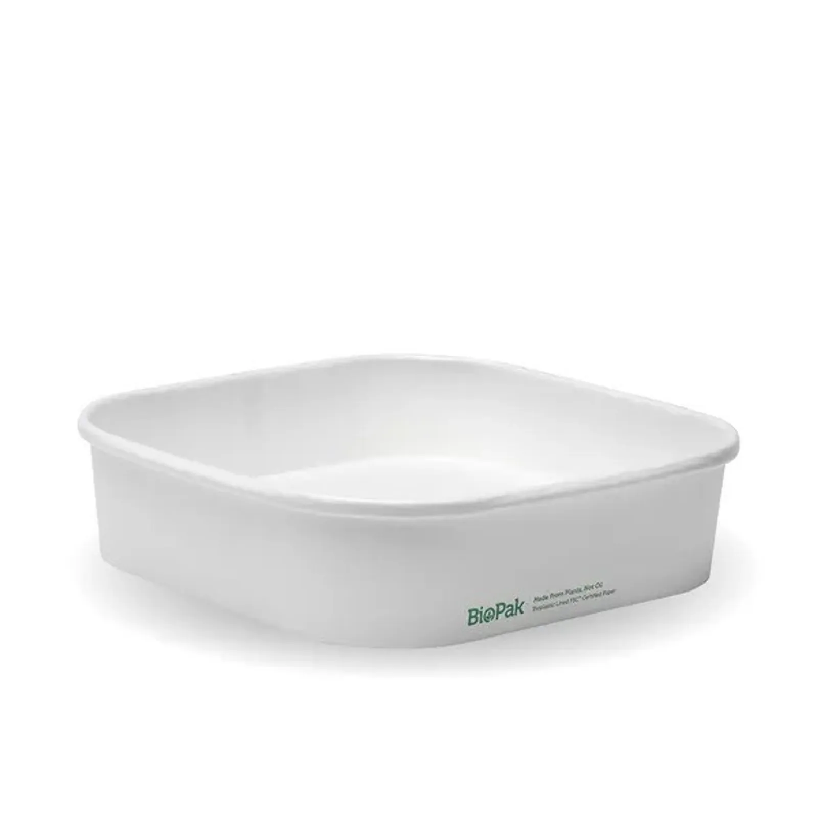 BioPak BB-SLB-750-W - 750ml White BioBoard Square Takeaway Base