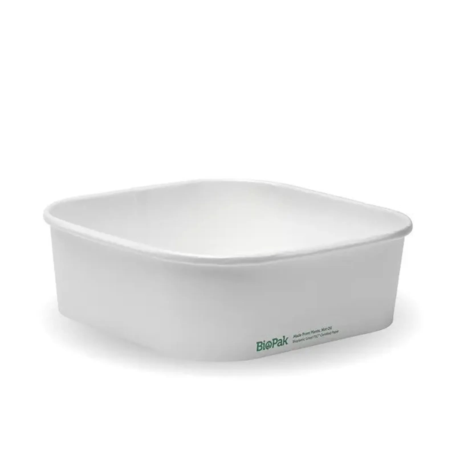 BioPak BB-SLB-1000-W - 1000ml White BioBoard Square Takeaway Base