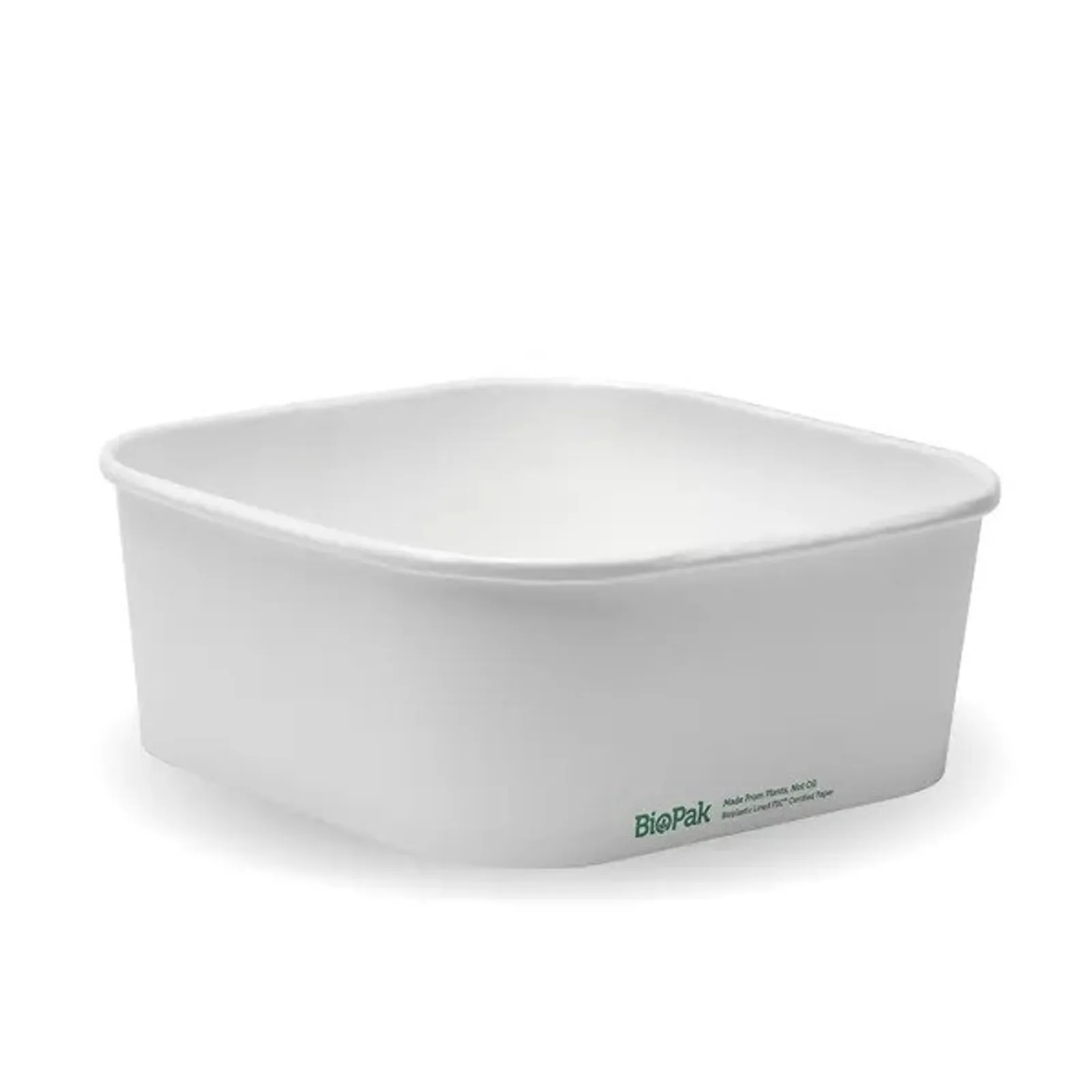 BioPak BB-SLB-1200-W - 1200ml White BioBoard Square Takeaway Base