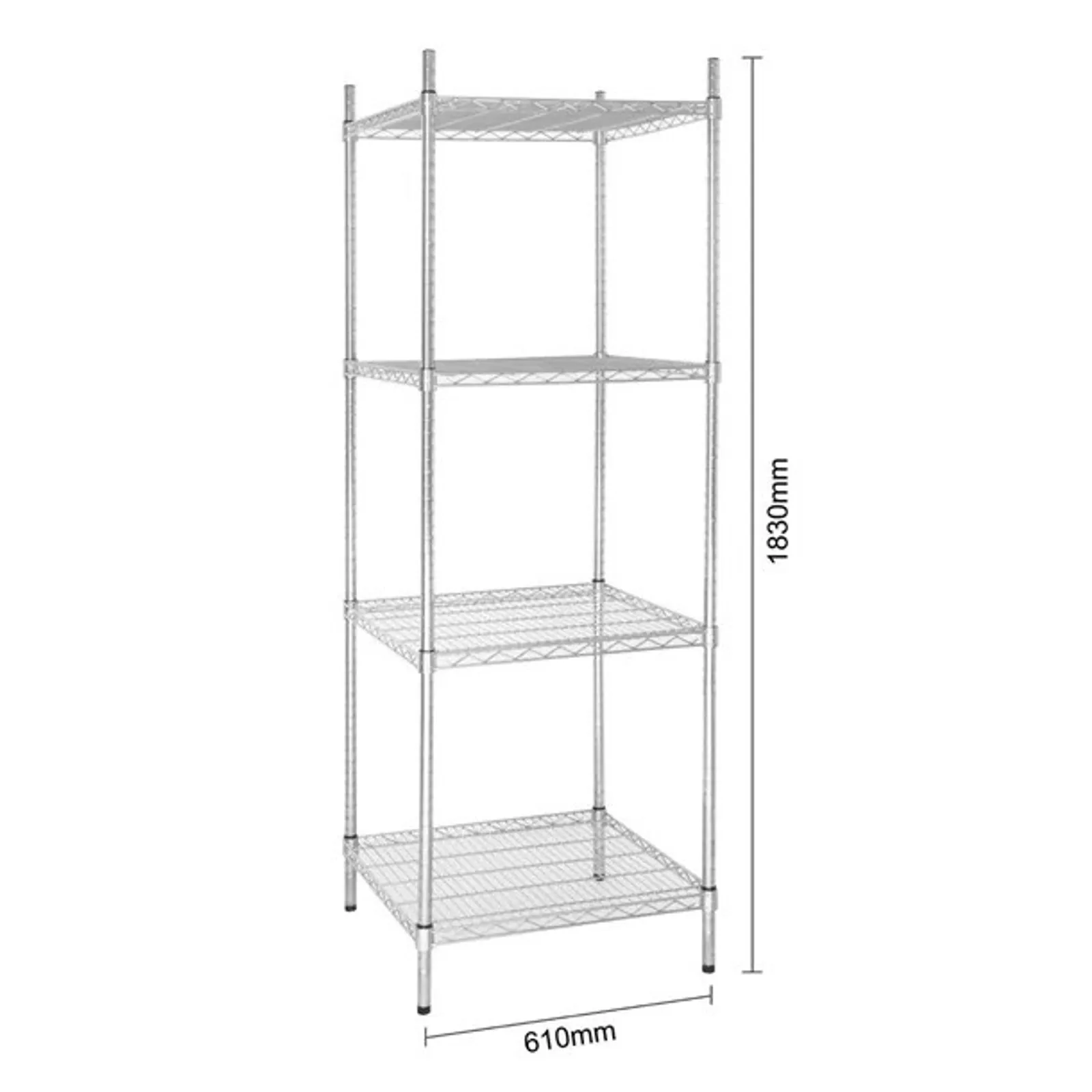 Vogue U884 - 4 Tier Wire Shelving Kit 610x610mm