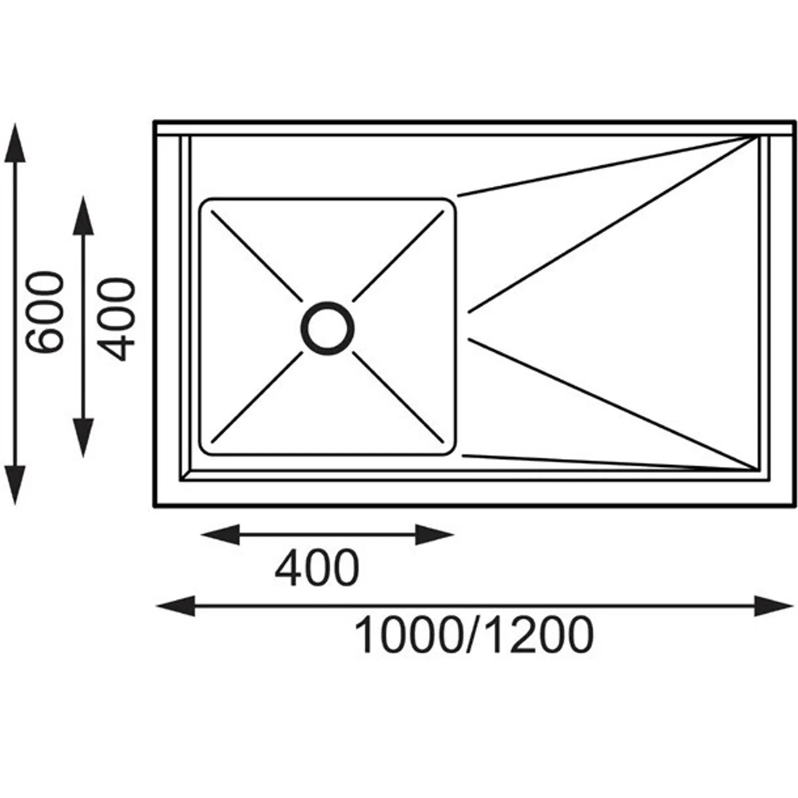 Vogue HC902 - Single Bowl Sink L/H Drainer - 1200mm 90mm Drain