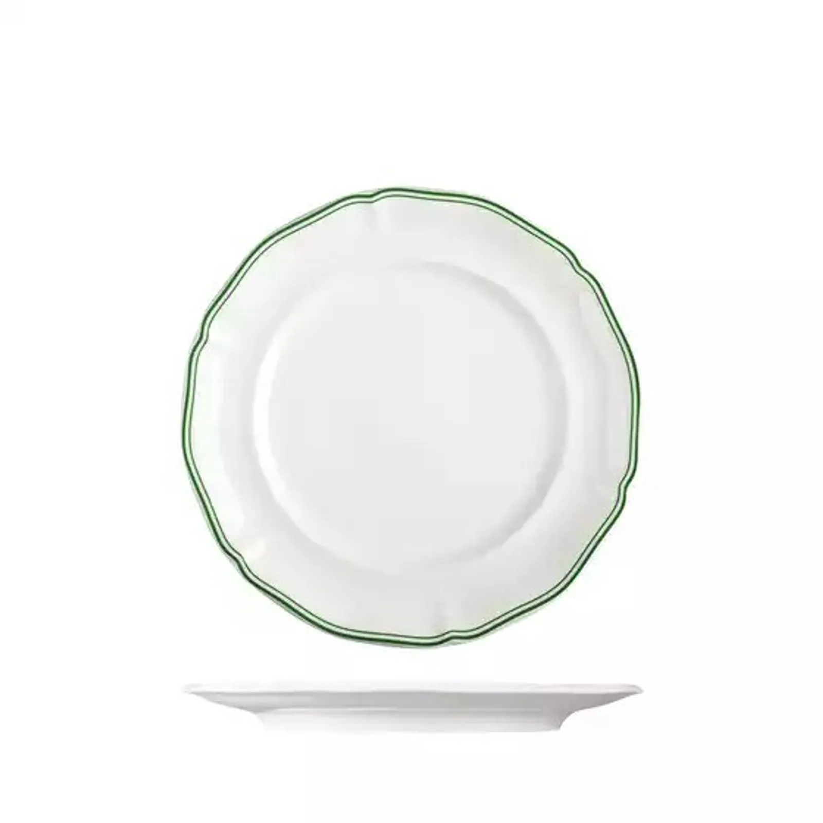 Luzerne 94353-GN - Astoria Emerald Scalloped Round Plate - Wide Rim 230mm
