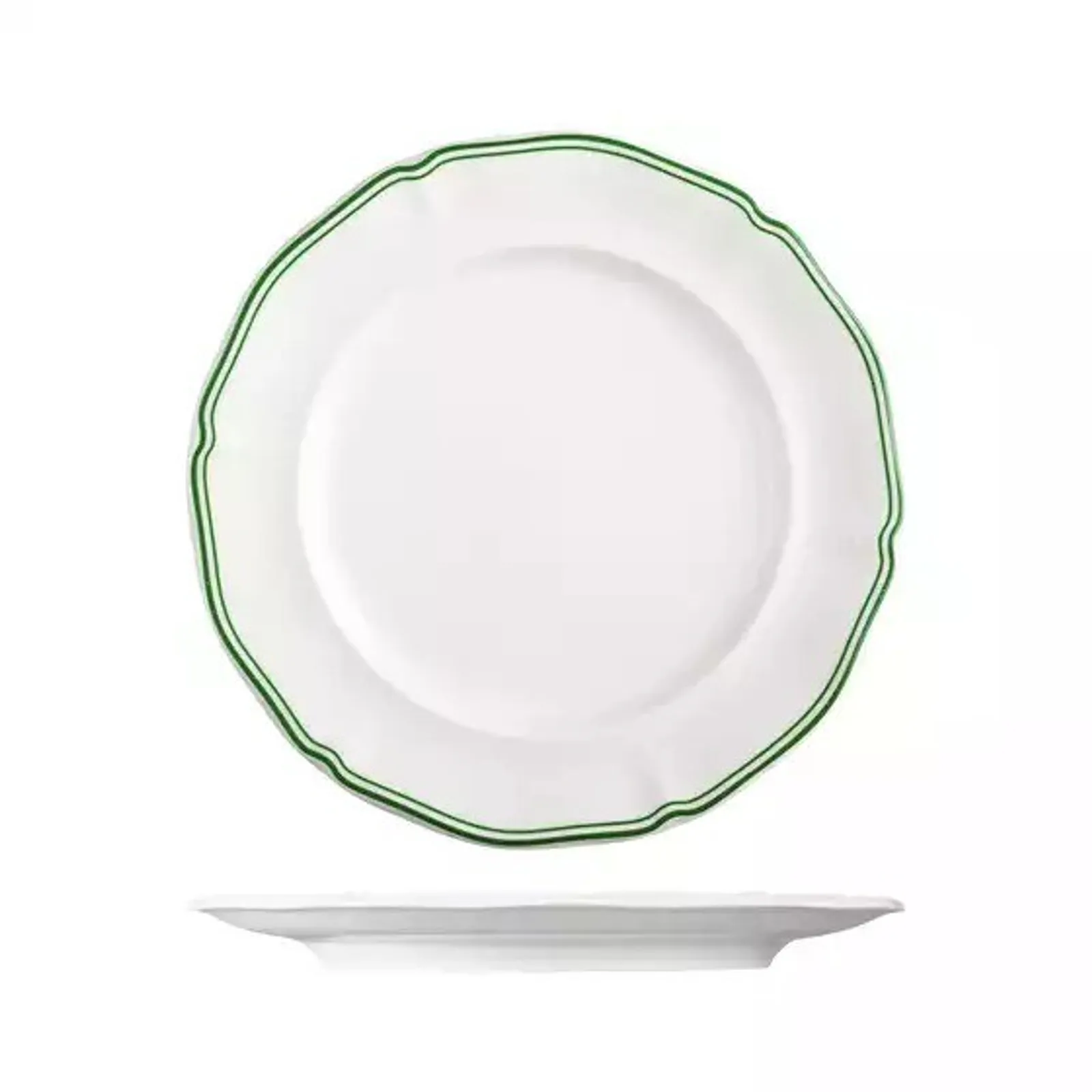 Luzerne 94354-GN - Astoria Emerald Scalloped Round Plate - Wide Rim 270mm