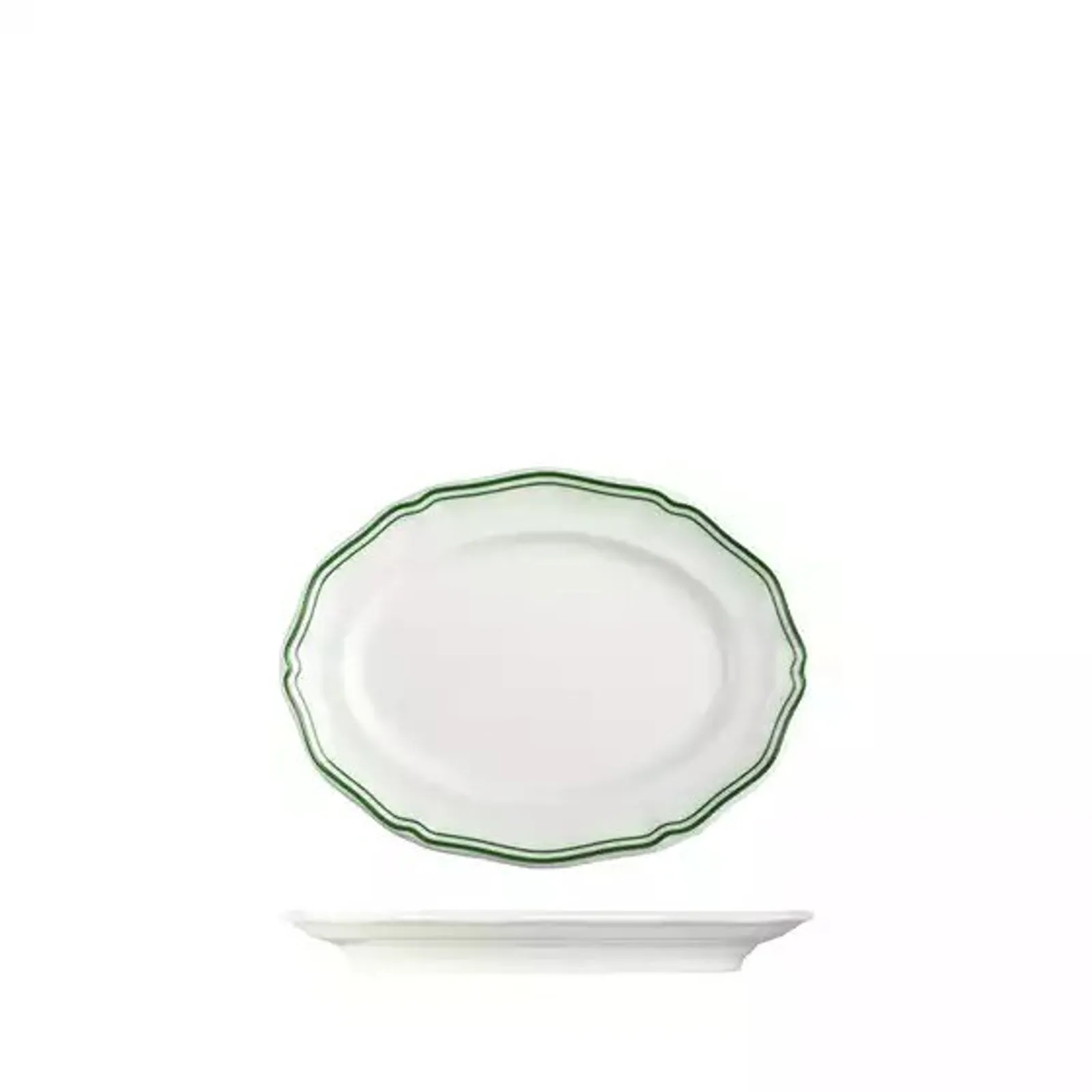 Luzerne 94355-GN - Astoria Emerald Scalloped Oval Plate - Wide Rim  200mm