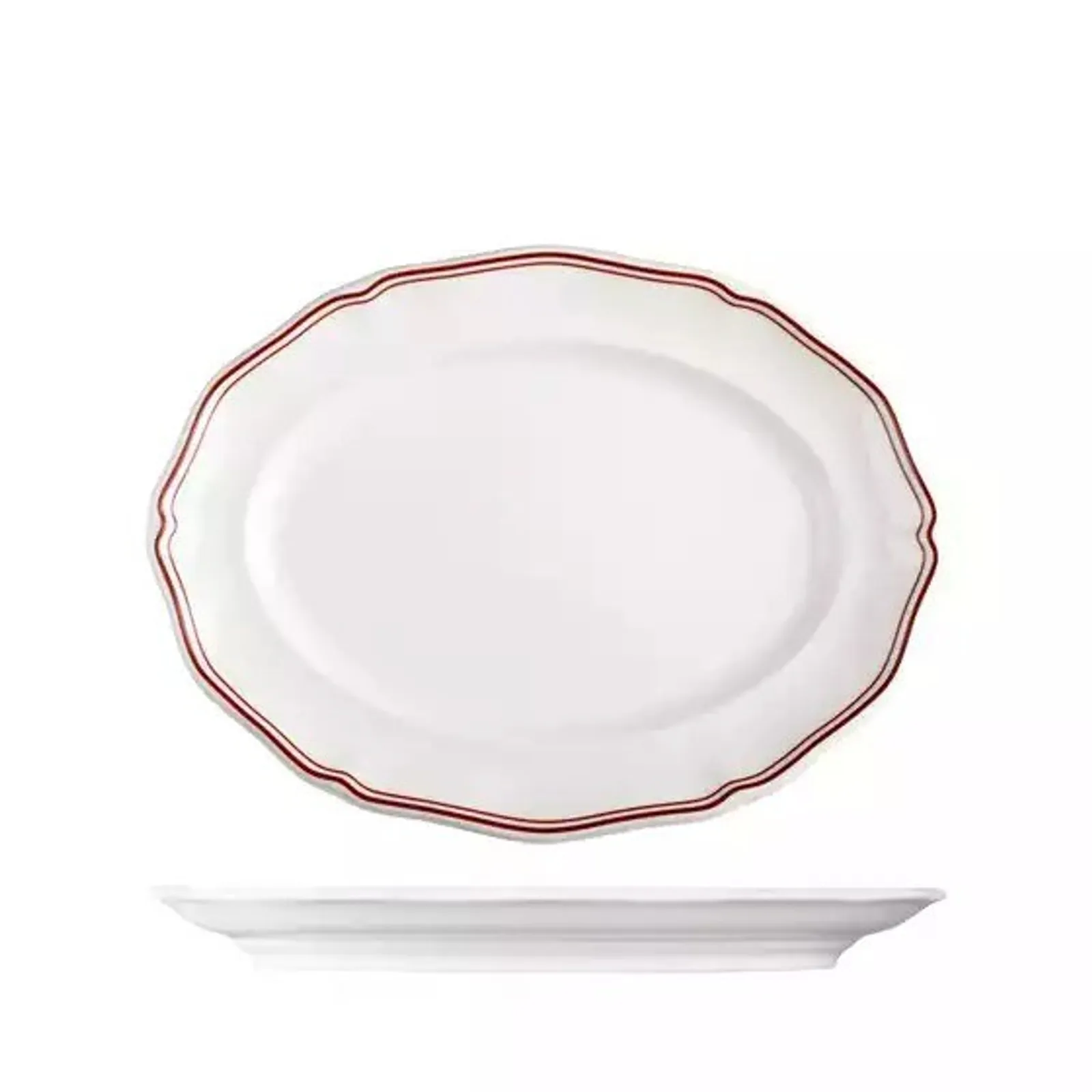 Luzerne 94357-M - Astoria Ink Scalloped Oval Plate - Wide Rim 190mm