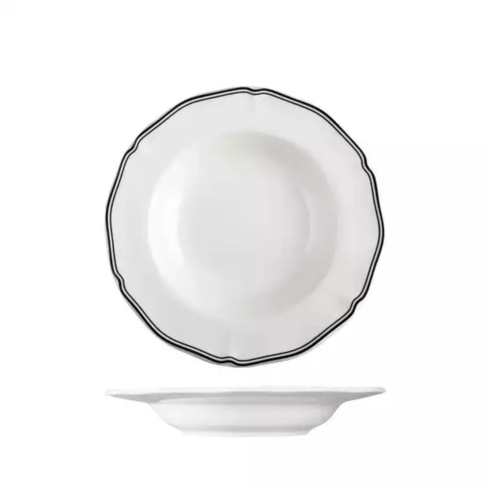 Luzerne 94358-BK - Astoria Ink Scalloped Soup / Pasta Bowl - Wide Rim 235mm