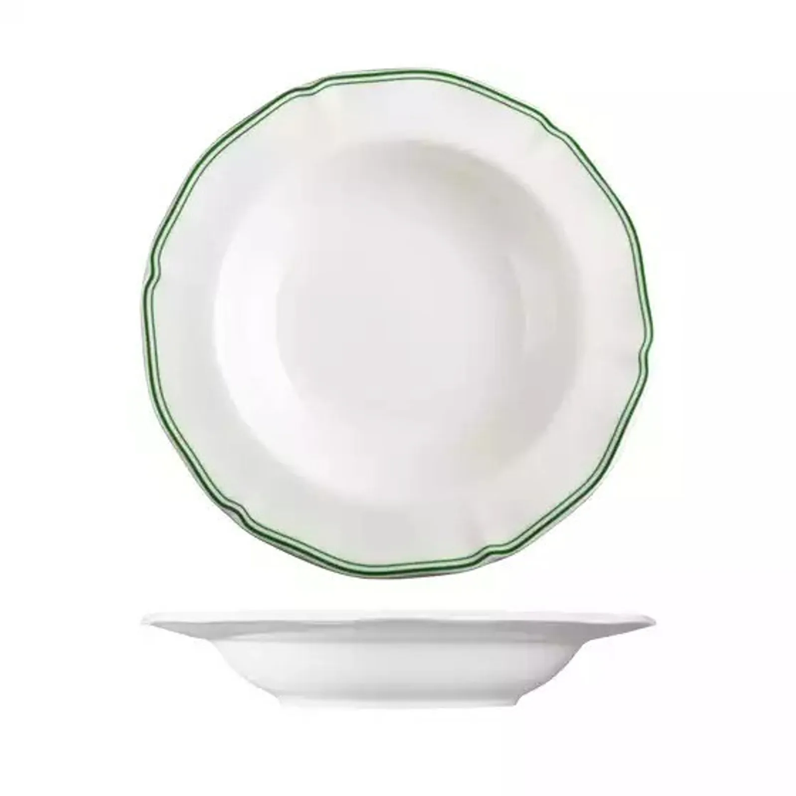 Luzerne 94359-GN - Astoria Emerald Scalloped Soup / Pasta Bowl - Wide Rim 265mm