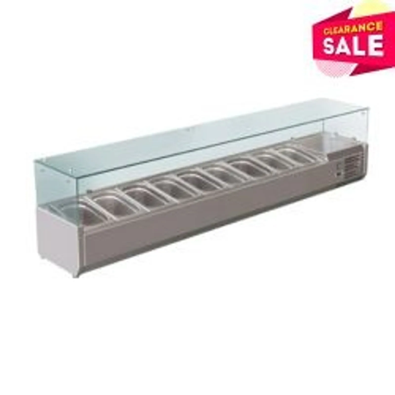 FED-X XVRX2000/380 - Flat Glass Salad Bench 9 x 1/3GN - Clearance