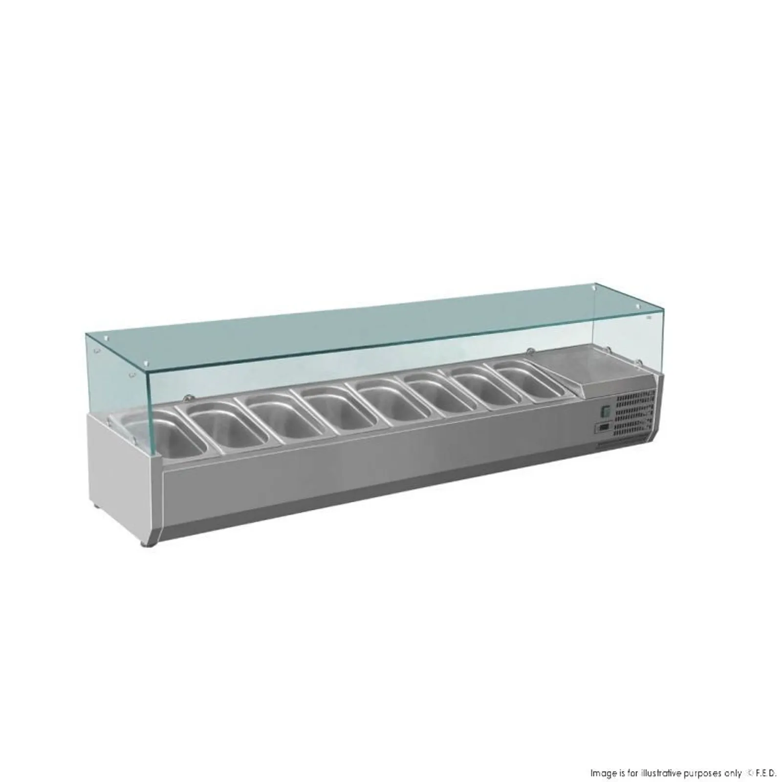 FED-X XVRX1800/380 - Flat Glass Salad Bench 8 x 1/3GN - Clearance