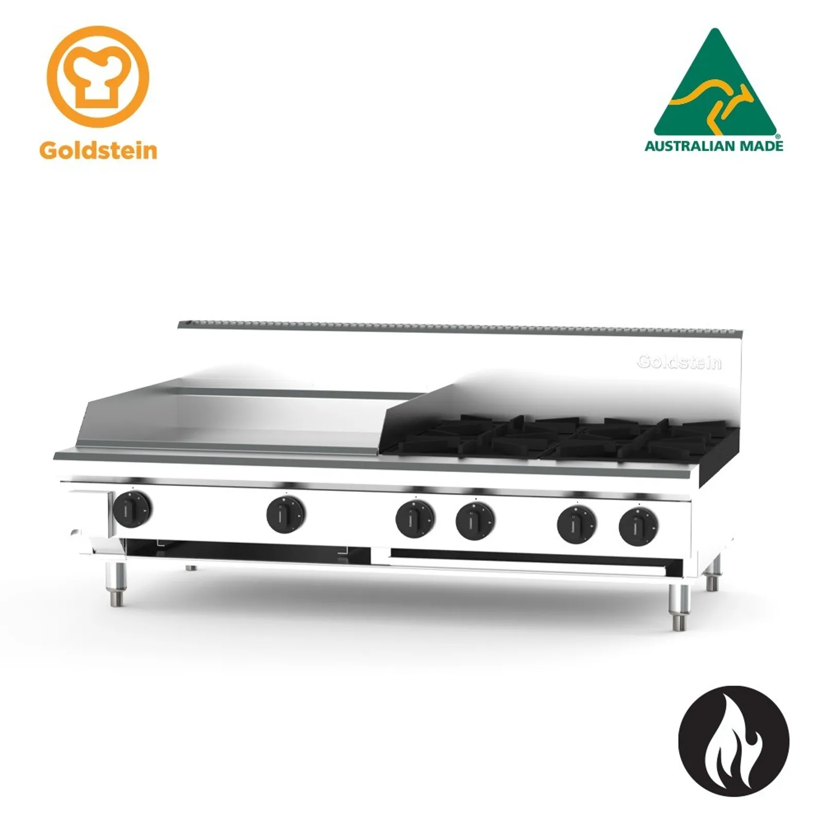 Goldstein PFB24G4-X - 4 Burner and 610mm Griddle Gas Cooktop
