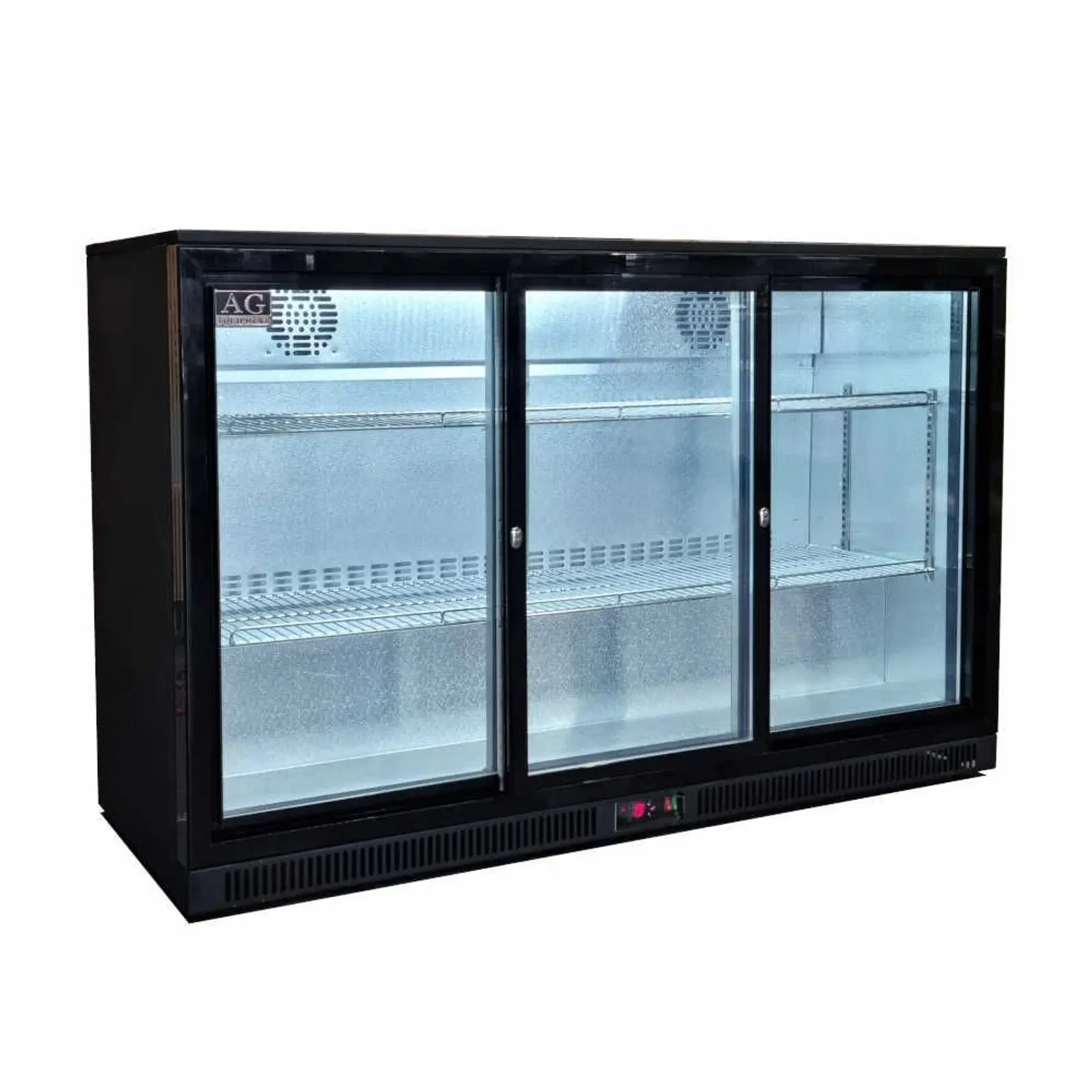 AG Equipment BEER3-SD - Three Sliding Door Bar Fridge - Black Body & Doors