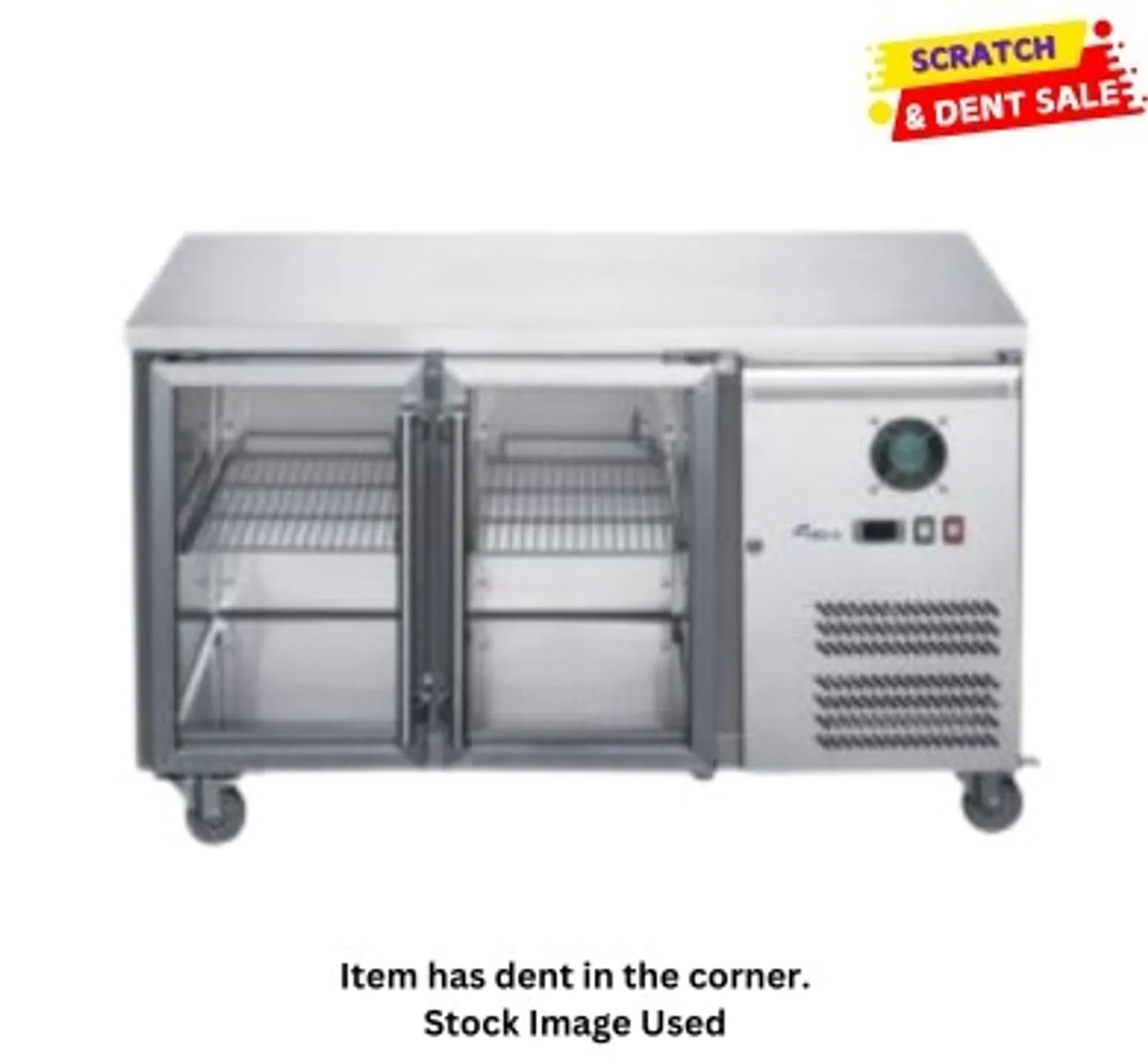 FED-X XUB6C13G2V - Two Glass Door Bench Fridge Stainless Steel - 2NDs