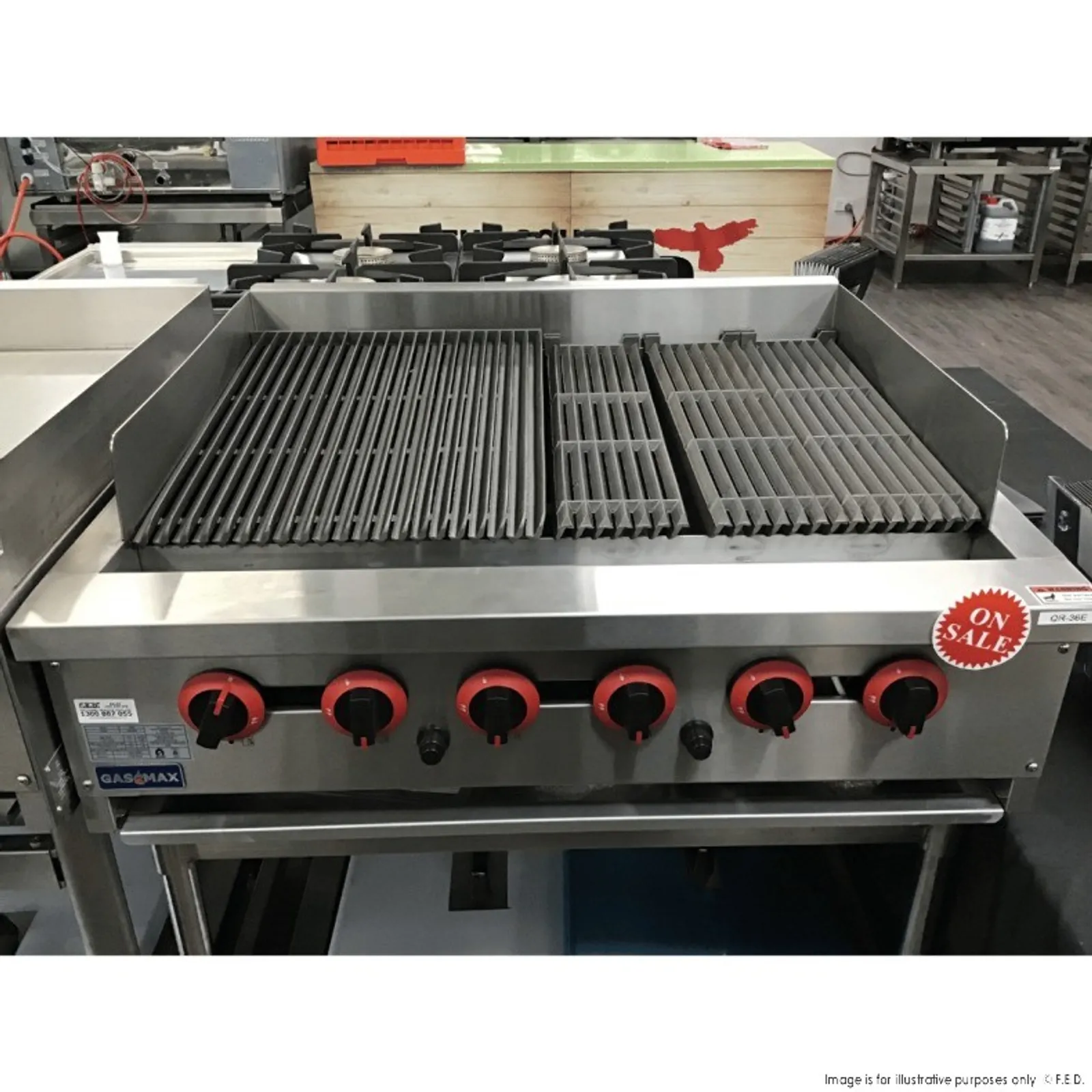 Gasmax QR-36E - Natural Gas 6 Burner Char Grill Top - 2NDs