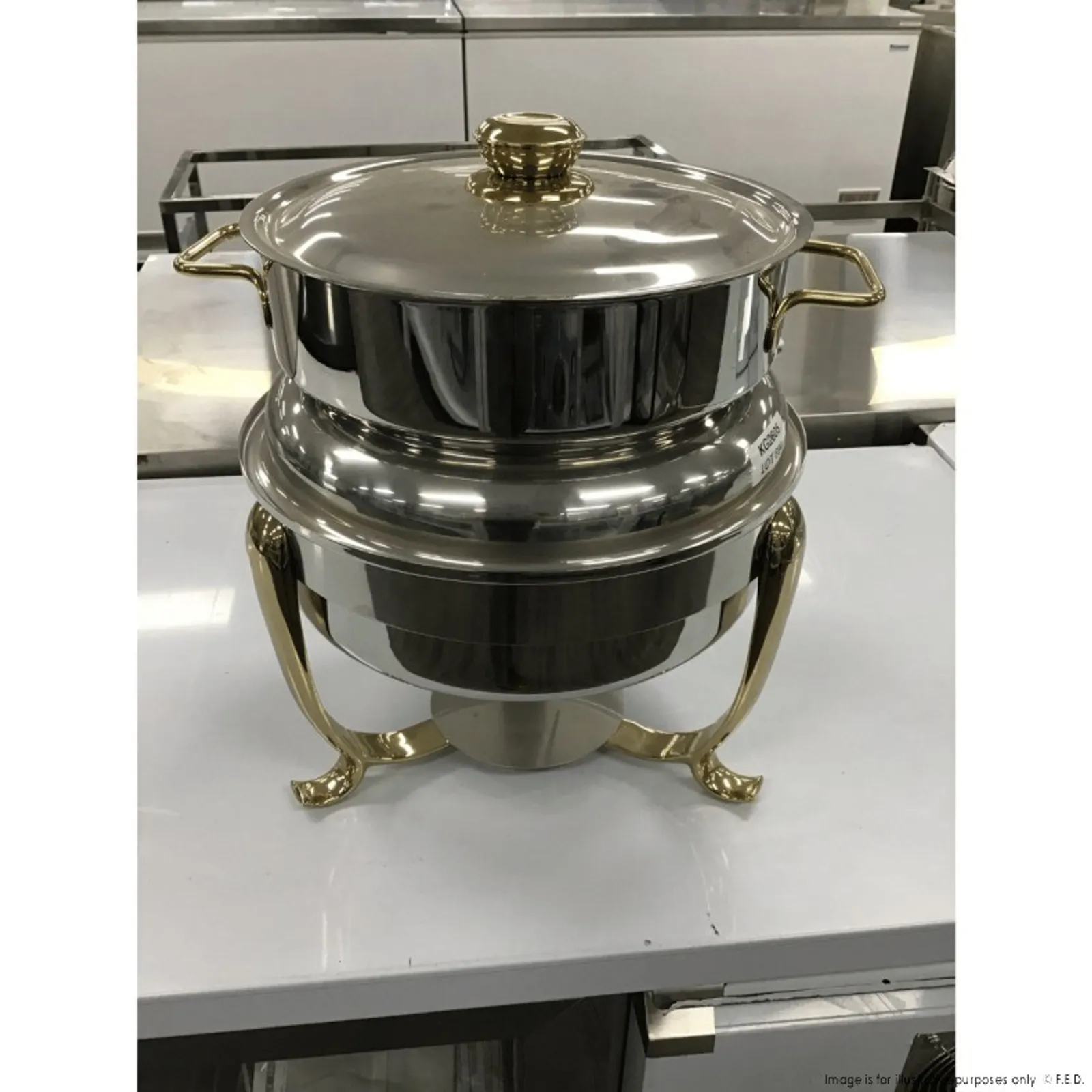 Kingo KG2605 - Round Soup Station with Gilt Legs and Handles - 2NDs