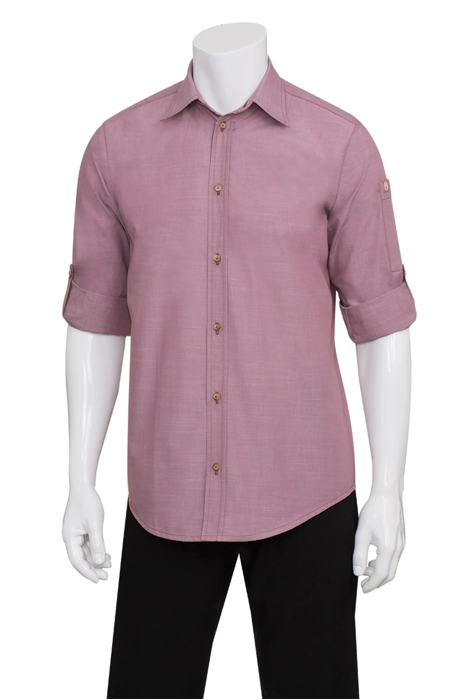 Chef Works SLMCH005-DUR Mens Chambray Dusty Rose Shirt