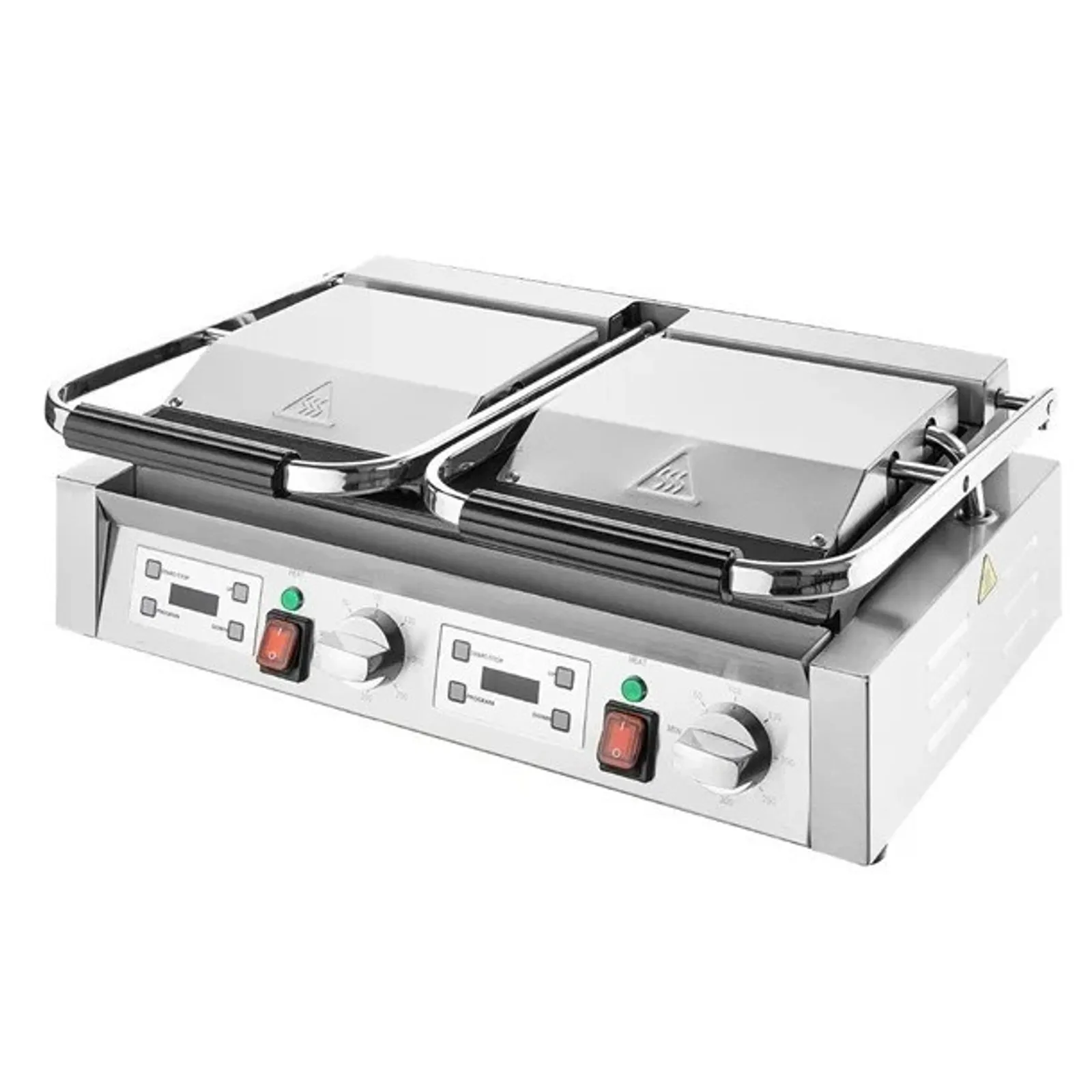 Apuro CU612-A - Double Contact Grill Flat Base Ribbed Top Plate