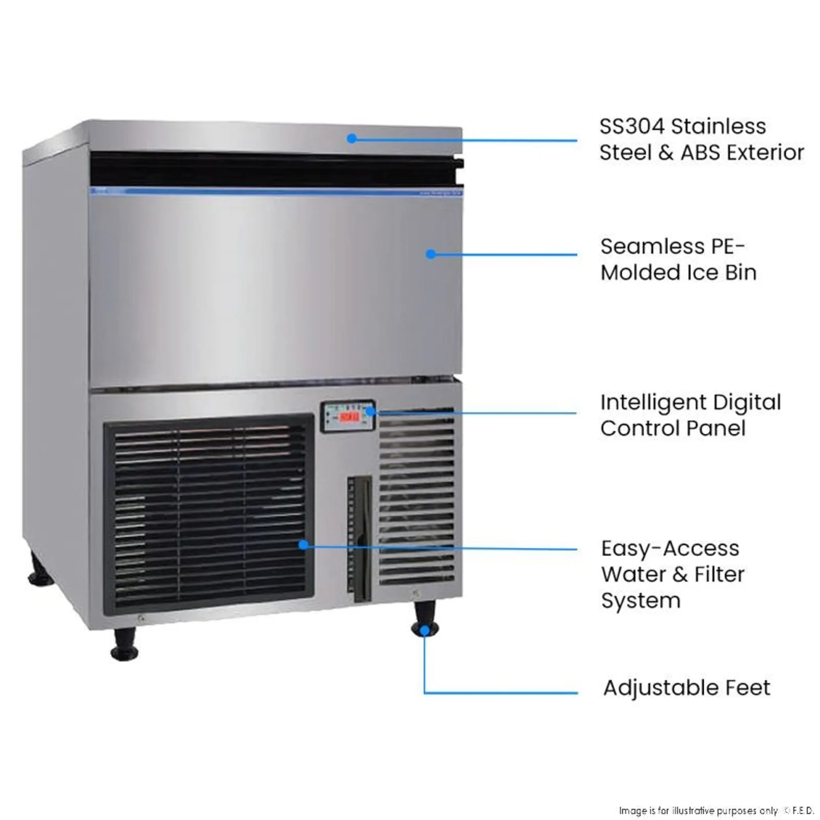 Blizzard SN-200P - Premium Under-Counter Ice Maker Large Cube Ice