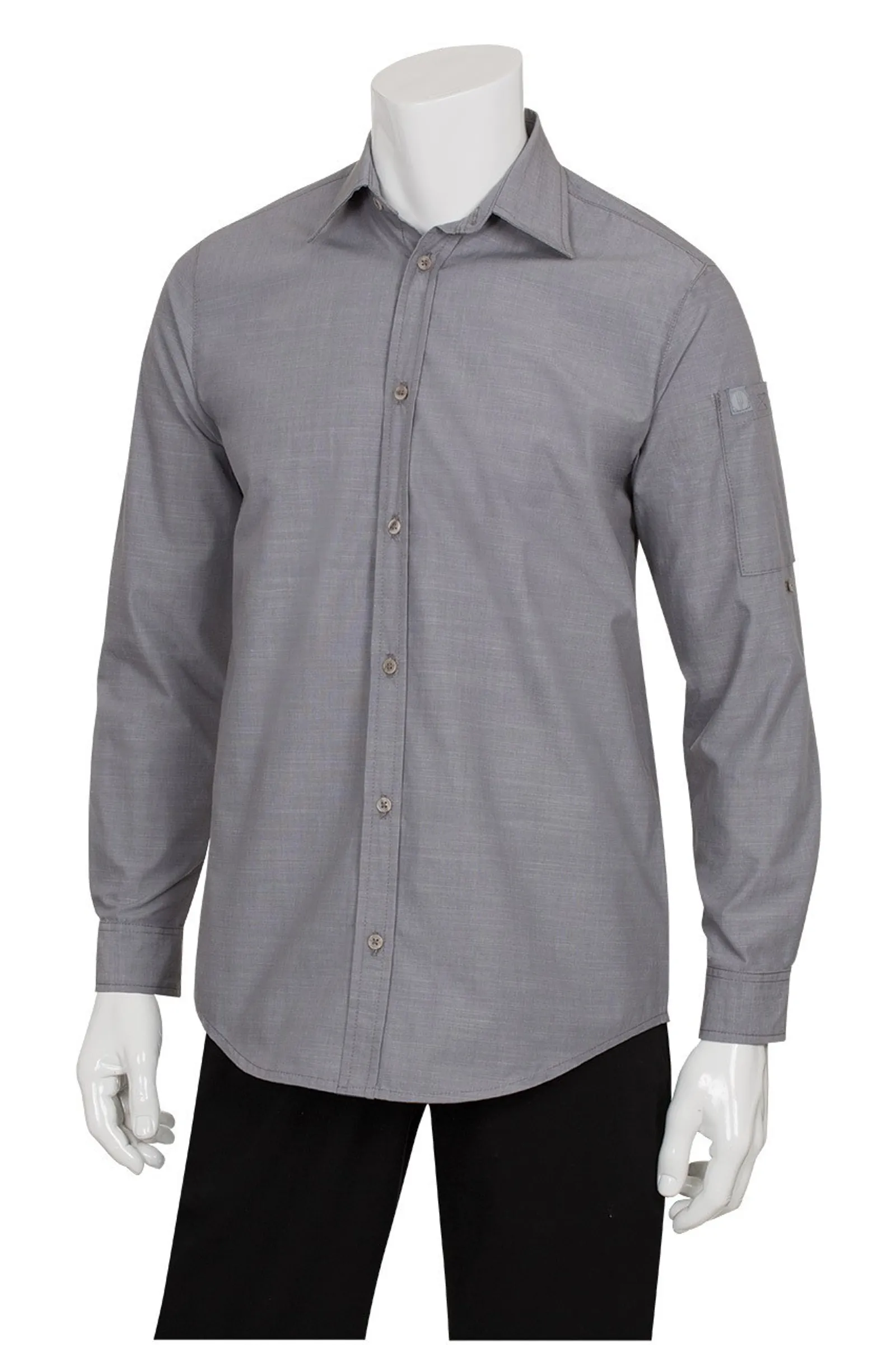 Chef Works SLMCH005-GRY Mens Chambray Grey Shirt