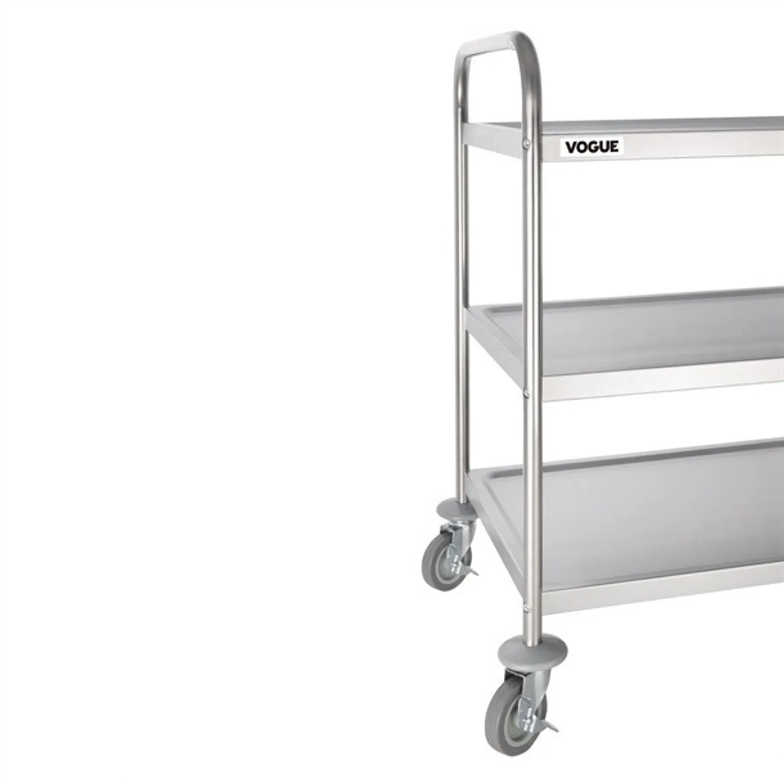 Vogue F995 - Stainless Steel 3 Tier Clearing Trolley Large