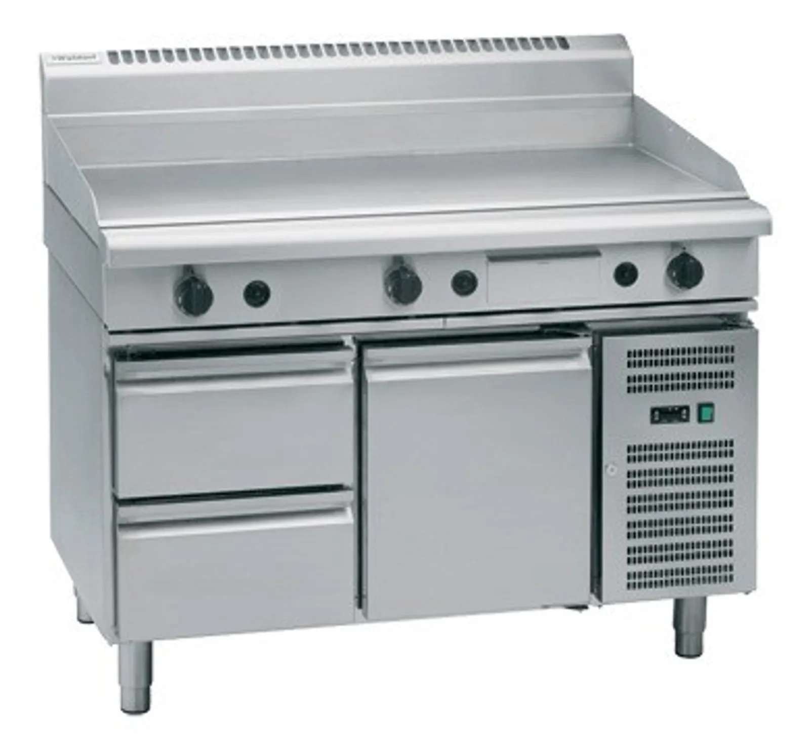 Waldorf 800 Series GPL8120G-RB - 1200mm Gas Griddle Low Back Version Refrigerated Base