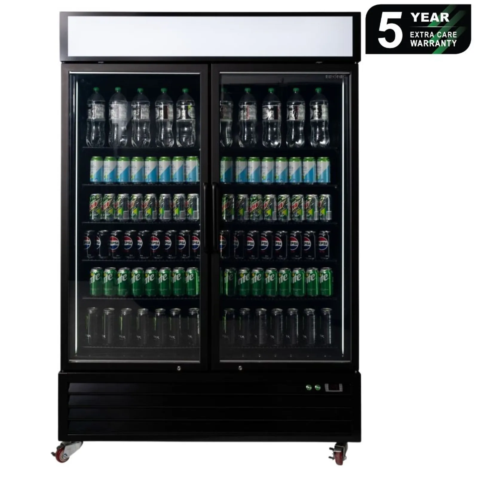 Bromic UC1250GDL-NR - Upright Display Fridge 1266L - 2 Door - Flat Glass - Lightbox