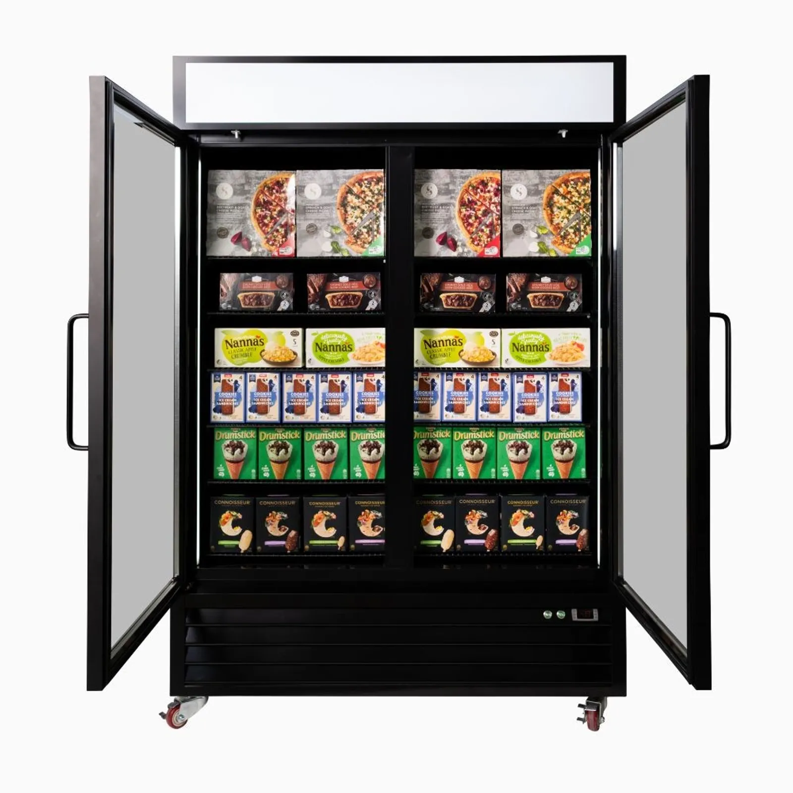 Bromic UF1250GDL-NR - Upright Display Freezer 1266L - 2 Door - Flat Glass - Lightbox