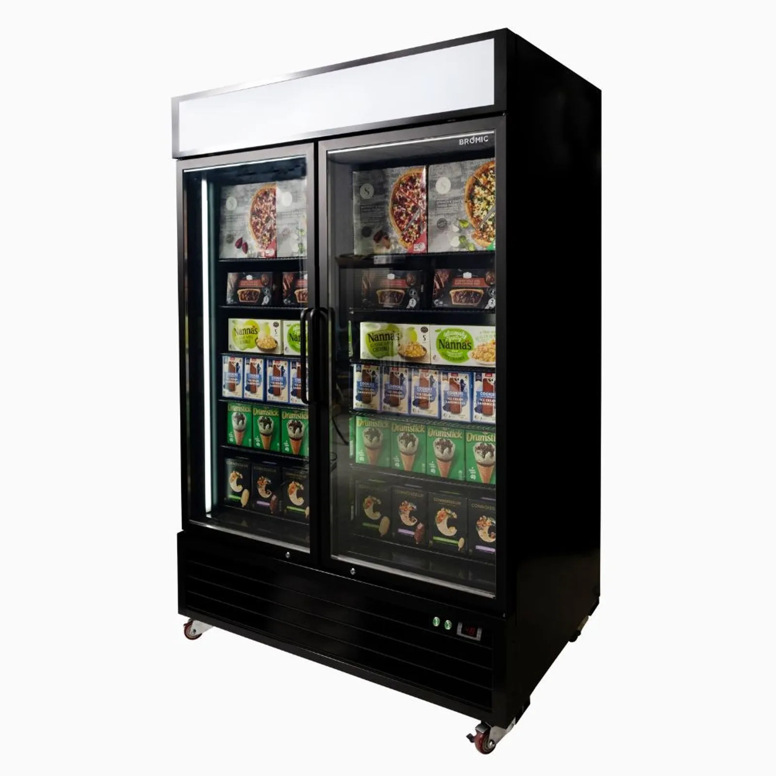 Bromic UF1250GDL-NR - Upright Display Freezer 1266L - 2 Door - Flat Glass - Lightbox