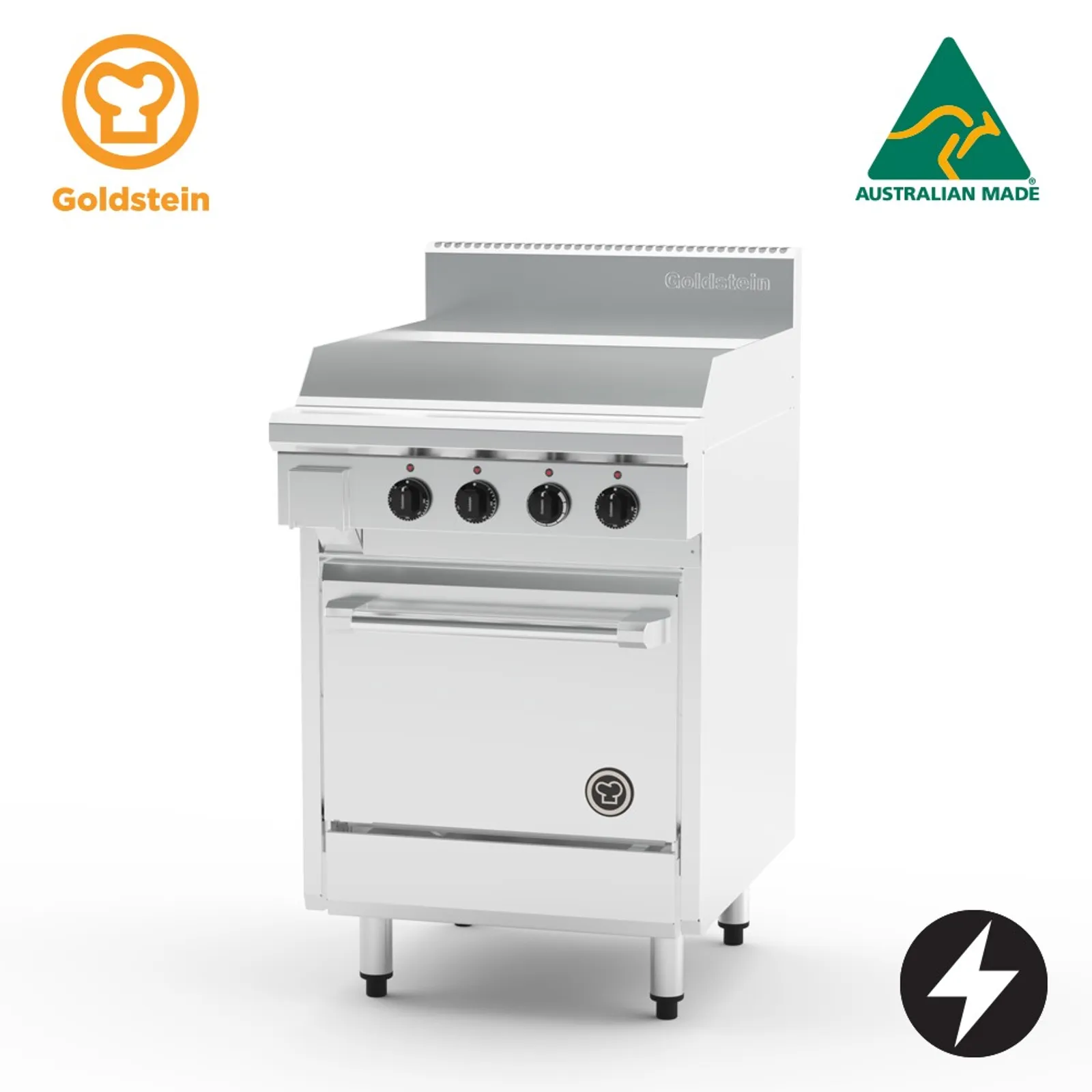 Goldstein PE24G20-X - Electric Oven Range, 605mm Griddle, Static Oven