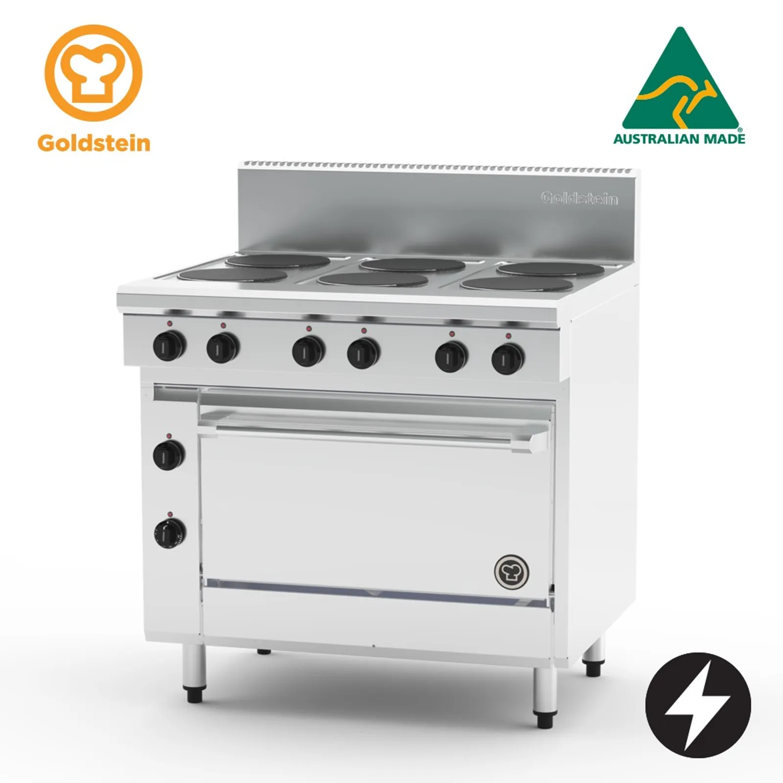 Goldstein PE6S28FF-X - Electric Oven Range, 6 Solid Plates, Fan Forced Oven