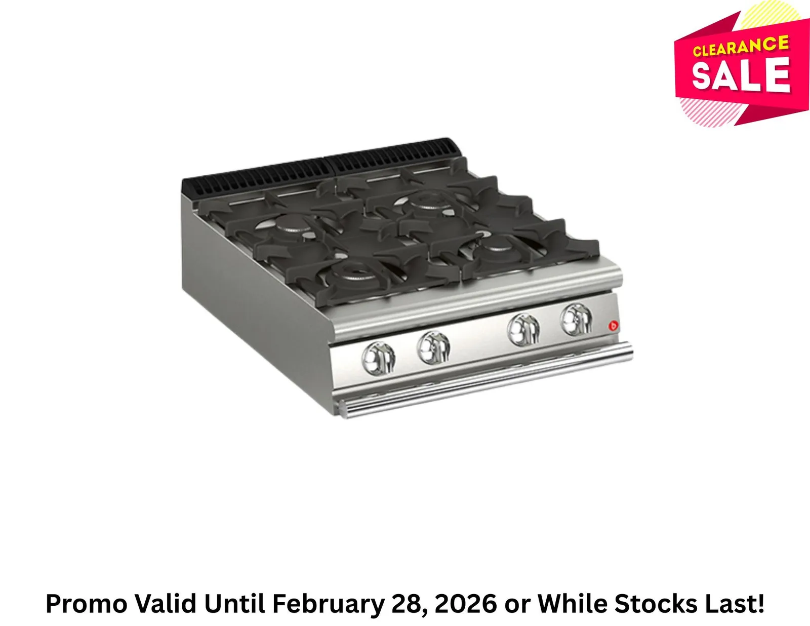Baron Q90PC/G8005 - 4 Burner Gas Cook Top - Clearance