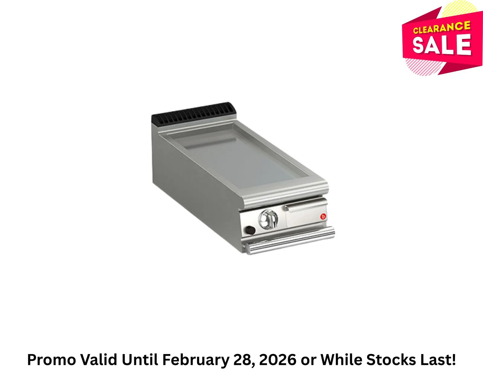 Baron Q70FT/G400 - 1 Burner Gas Fry Top With Smooth Mild Steel Plate - Clearance