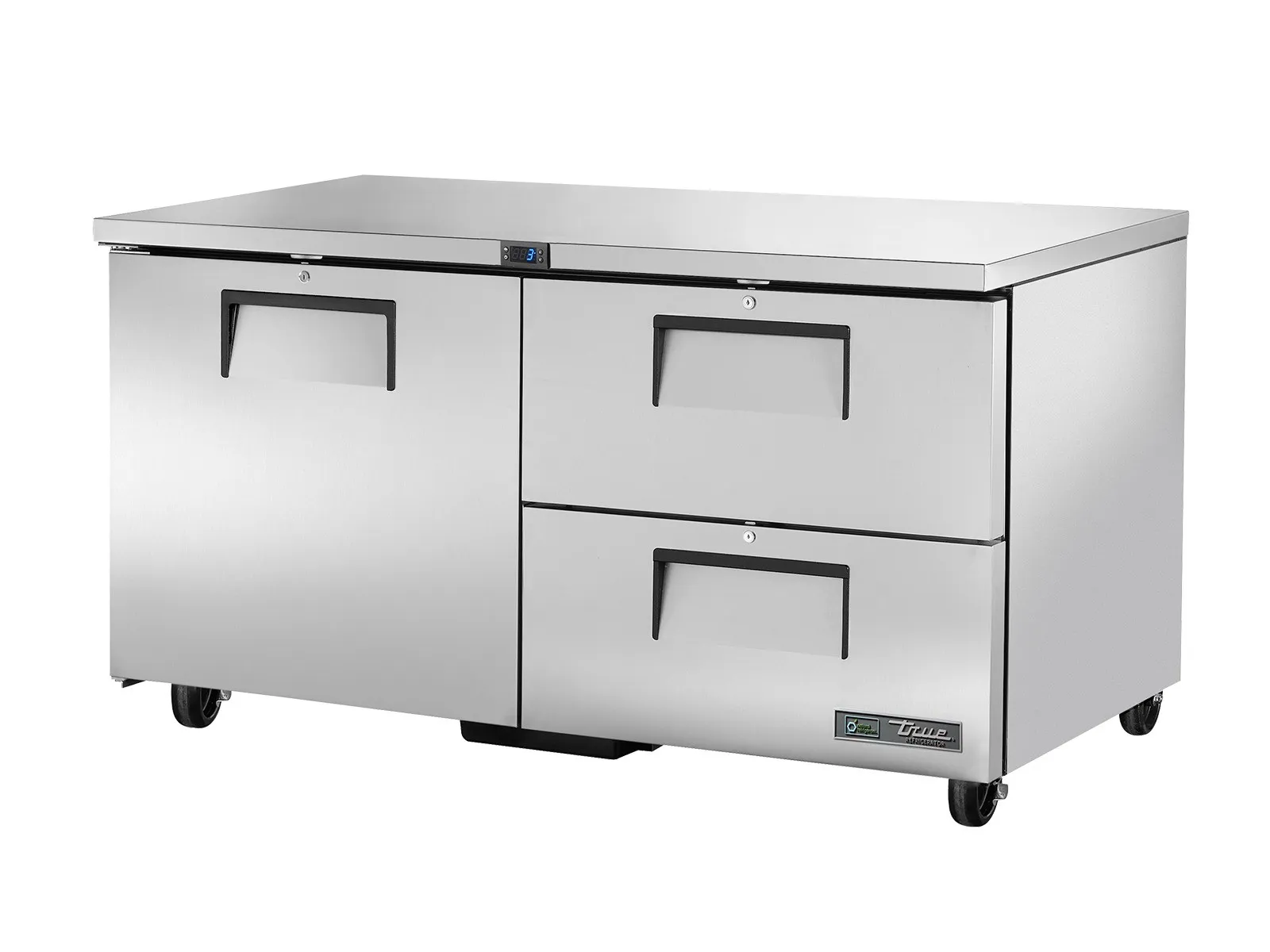 True Refrigeration TUC-60D-2-HC - Undercounter Foodservice Refrigerator, 2 Drawers + 1 Solid Swing Door
