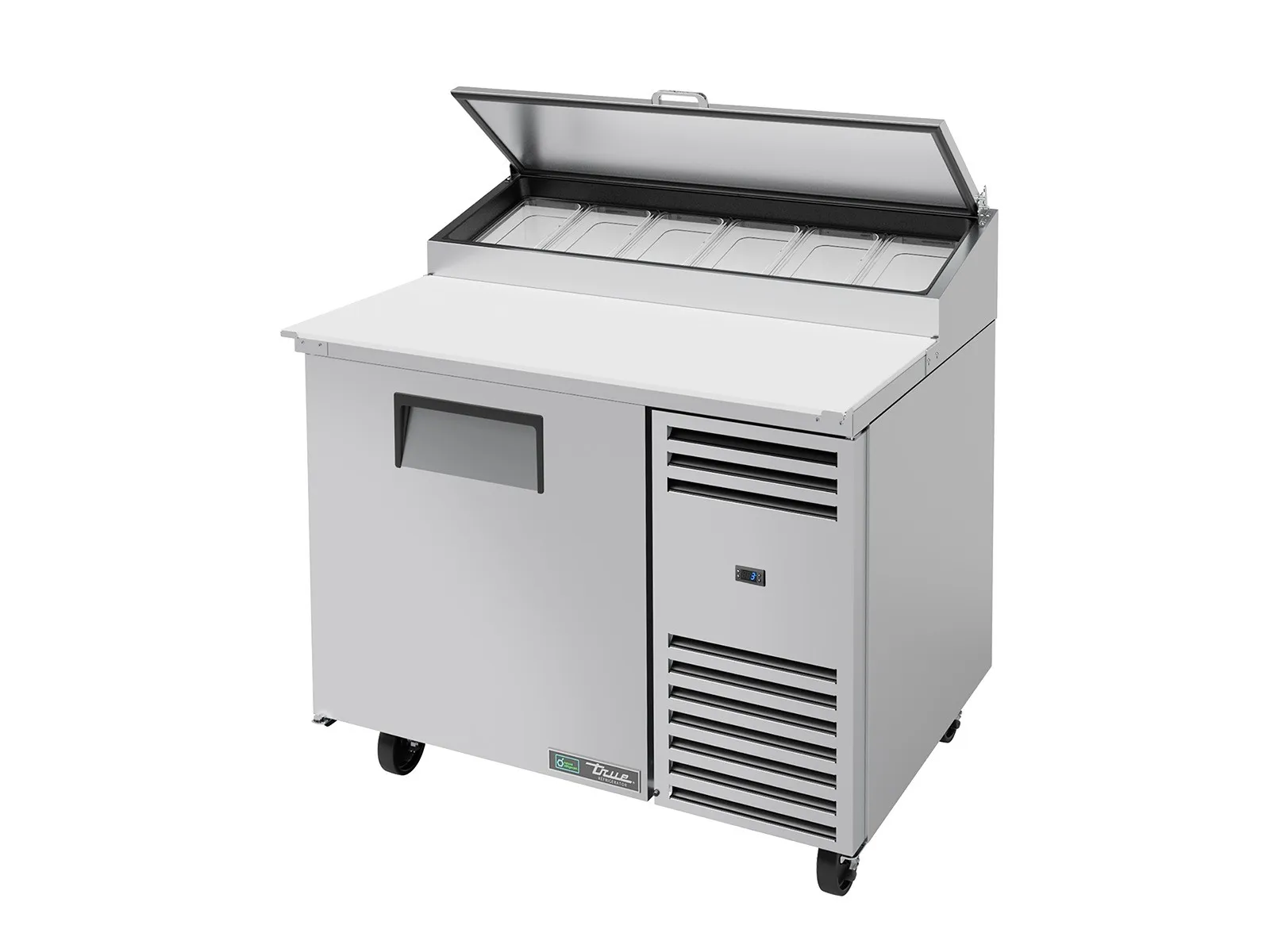 True Refrigeration TPP-AT-44-HC - Pizza Prep Table, 6x 1/3 Top Pans, 1 Solid Swing Door