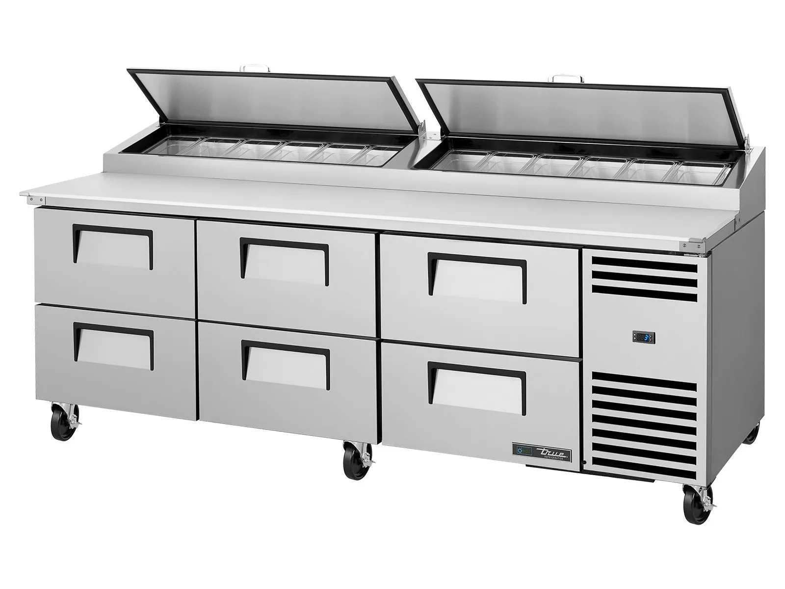 True Refrigeration TPP-AT2-93D-6-HC - Pizza Prep Table, 12x 1/3 Top Pans, 6 Drawers