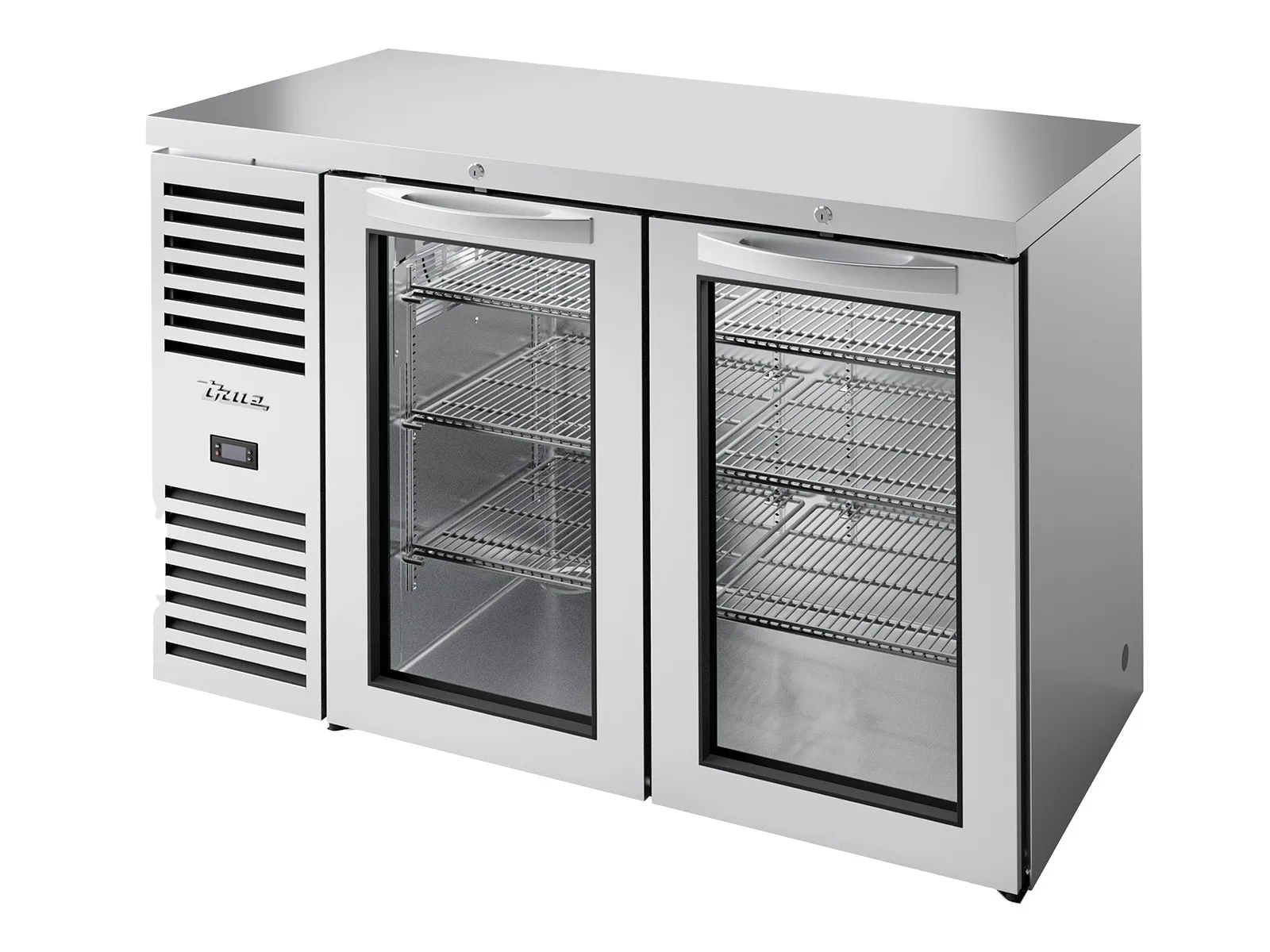 True Refrigeration TBR52-RISZ1-L-S-GG-2 - Bar Refrigerator, Stainless Steel Ext, 2 Glass Swing Doors
