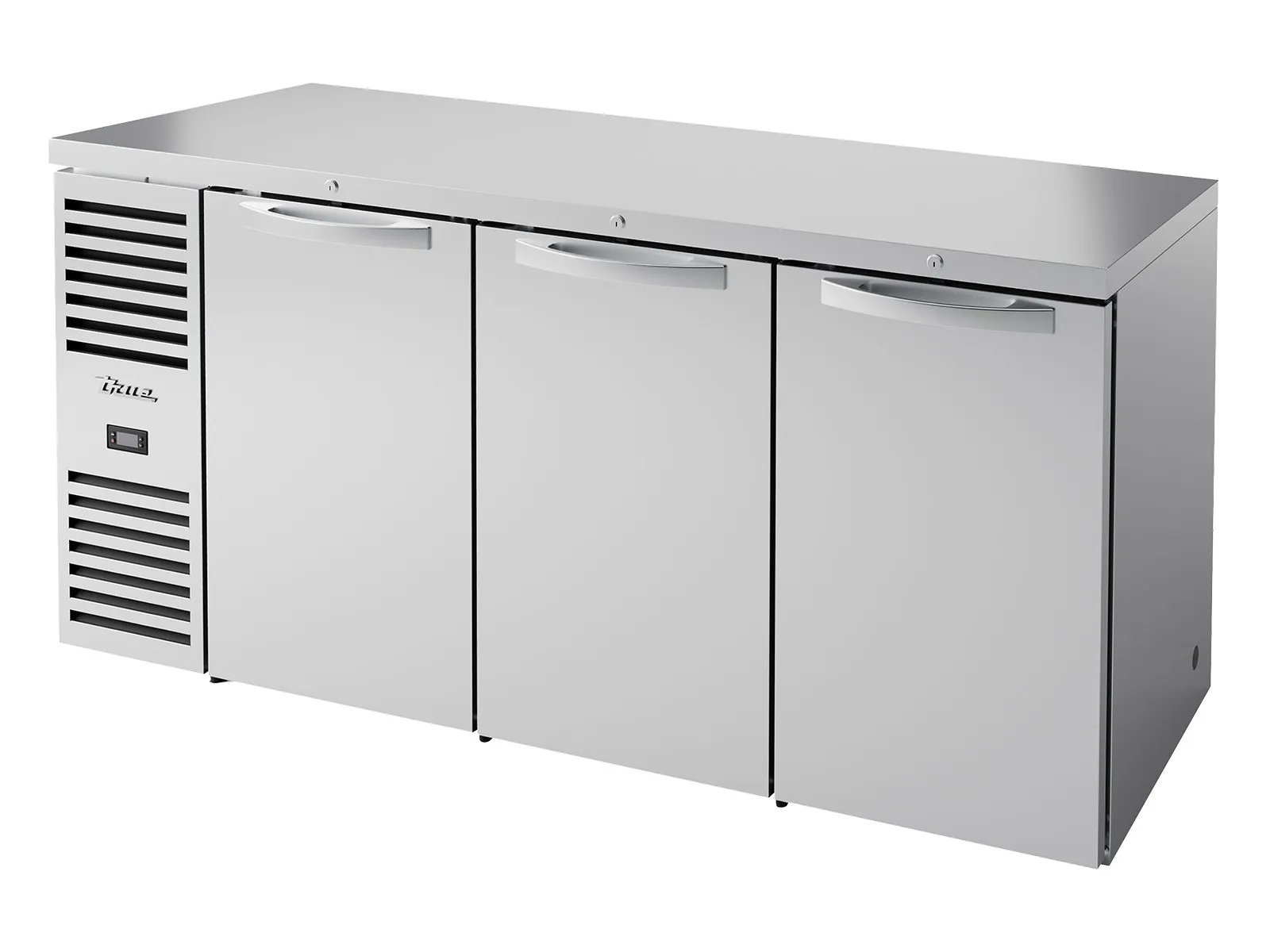 True Refrigeration TBR72-RISZ1-L-S-SSS-2 - Bar Refrigerator, Stainless Steel Ext, 3 Solid Swing Doors