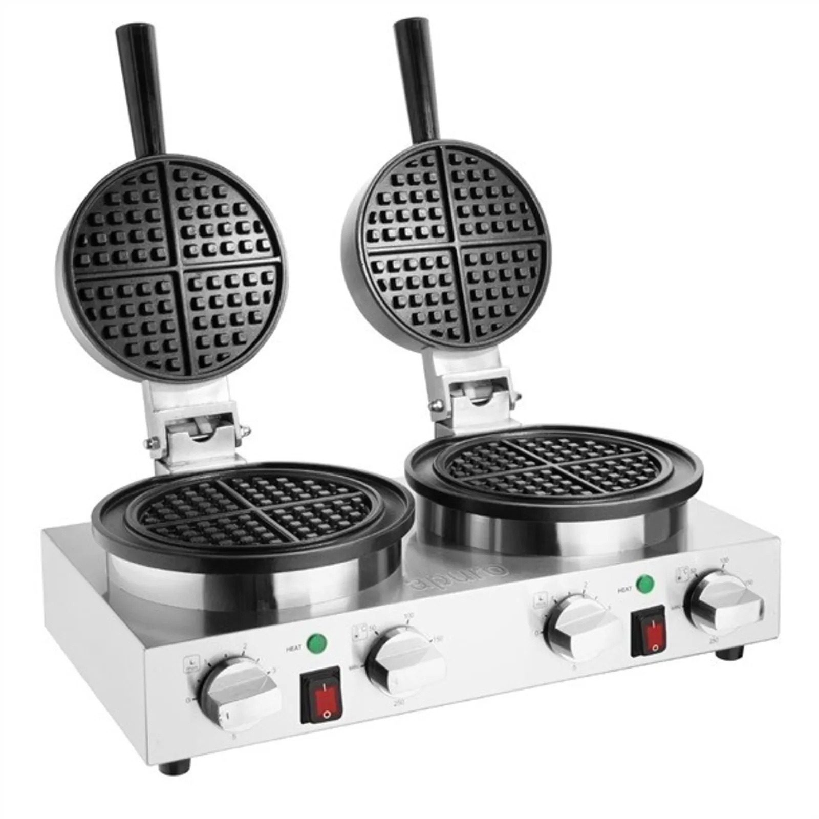 Apuro CJ533-A - Double Round Belgian Waffle Maker