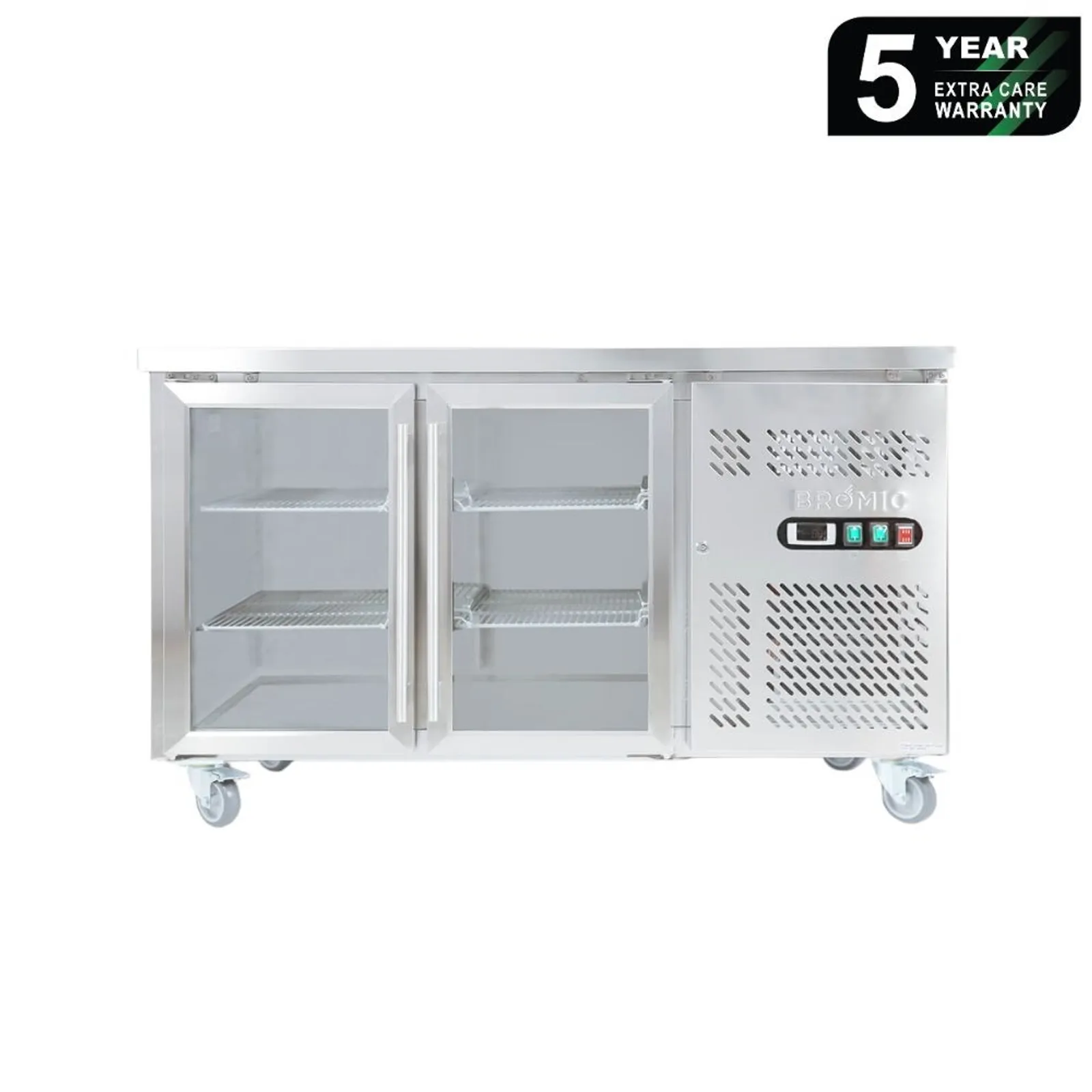 Bromic UBC1360GD-NR - Under Bench Display Fridge - 282L - 2 Doors - Glass