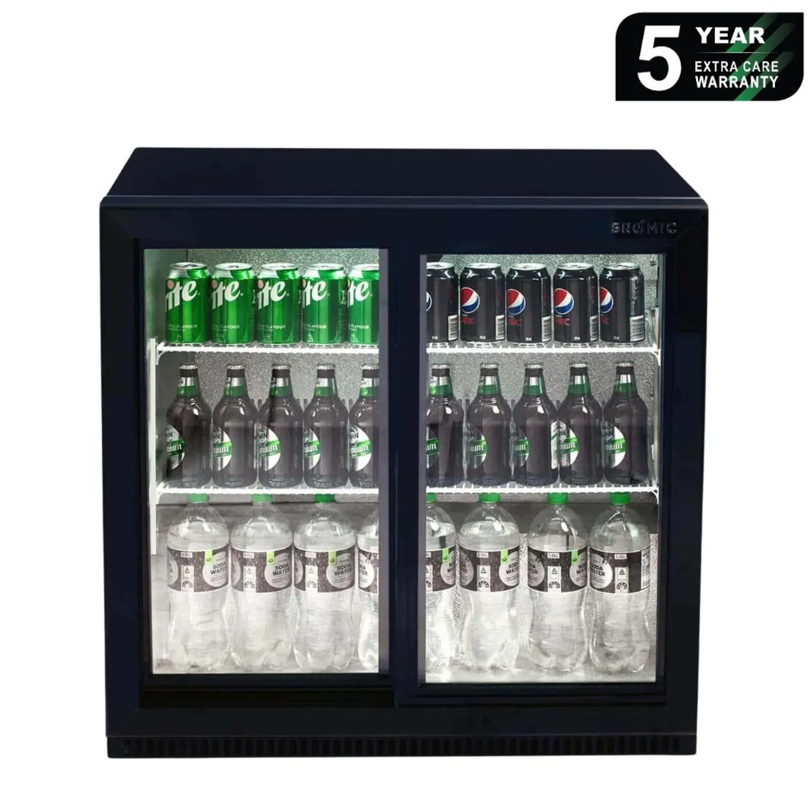 Bromic BB0200GDS - Back Bar Fridge - 190L - 2 Doors - Sliding