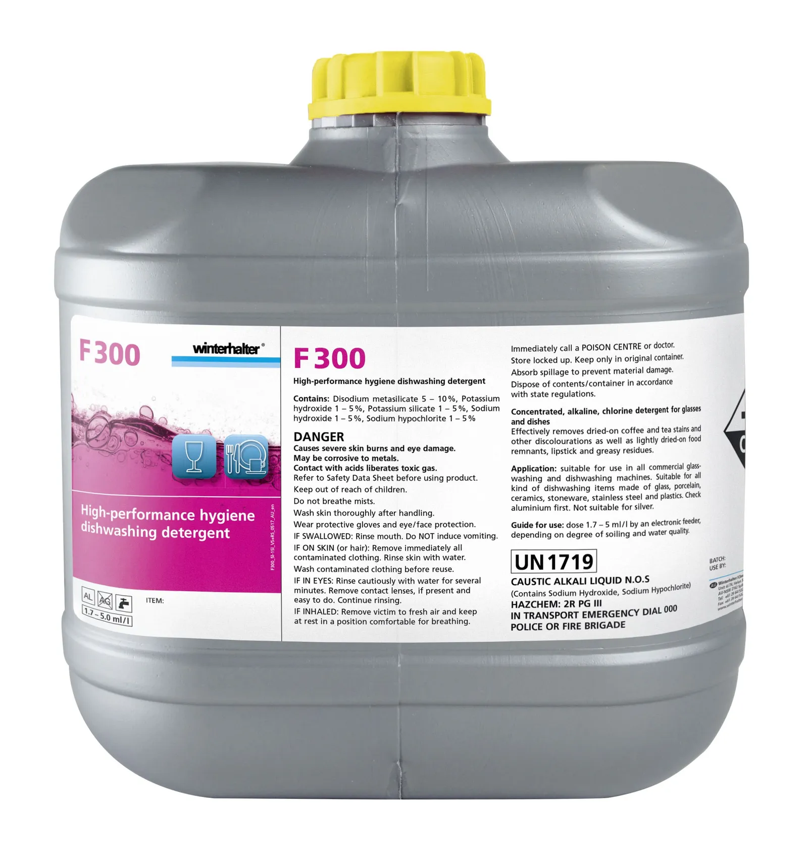 Winterhalter F300-15L Universal Liquid Glass & Dishwashing Detergent 15L