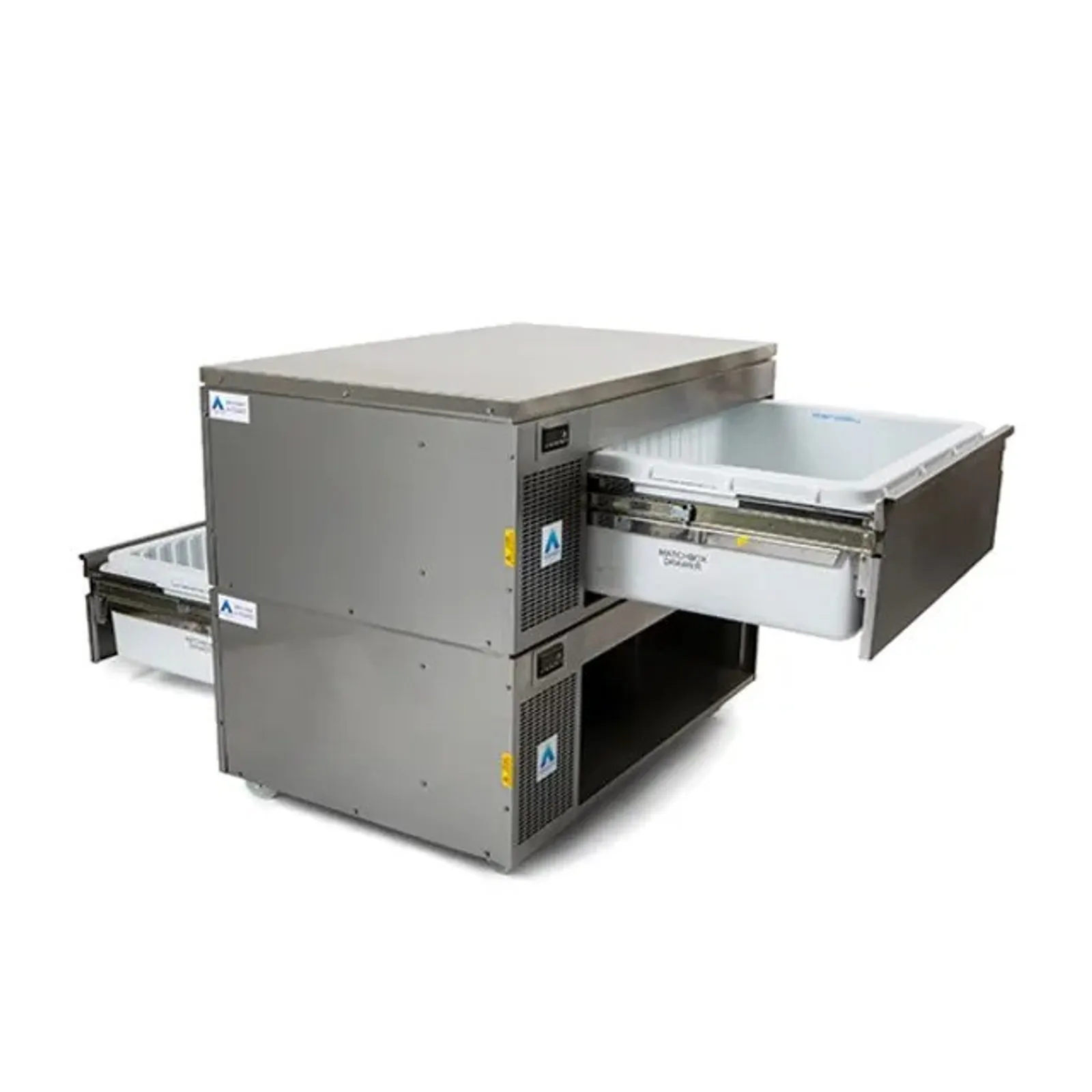 Adande VCM2.CW Double Drawer Unit - Matchbox system - Pass Through Refrigeration - Solid Work Top and Castors