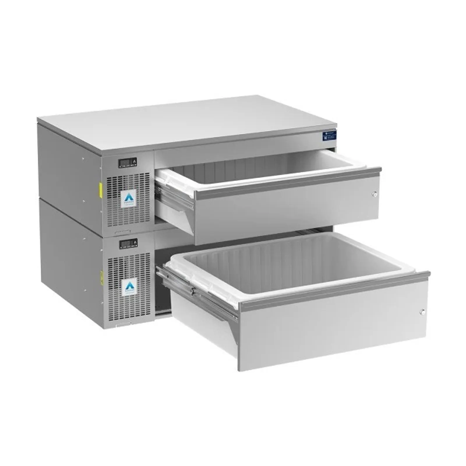 Adande VNS2.PT Double Drawer Combination Unit - Side Engine Refrigeration - Slimline & Standard Drawer -  Cover Top and Plinth Slides