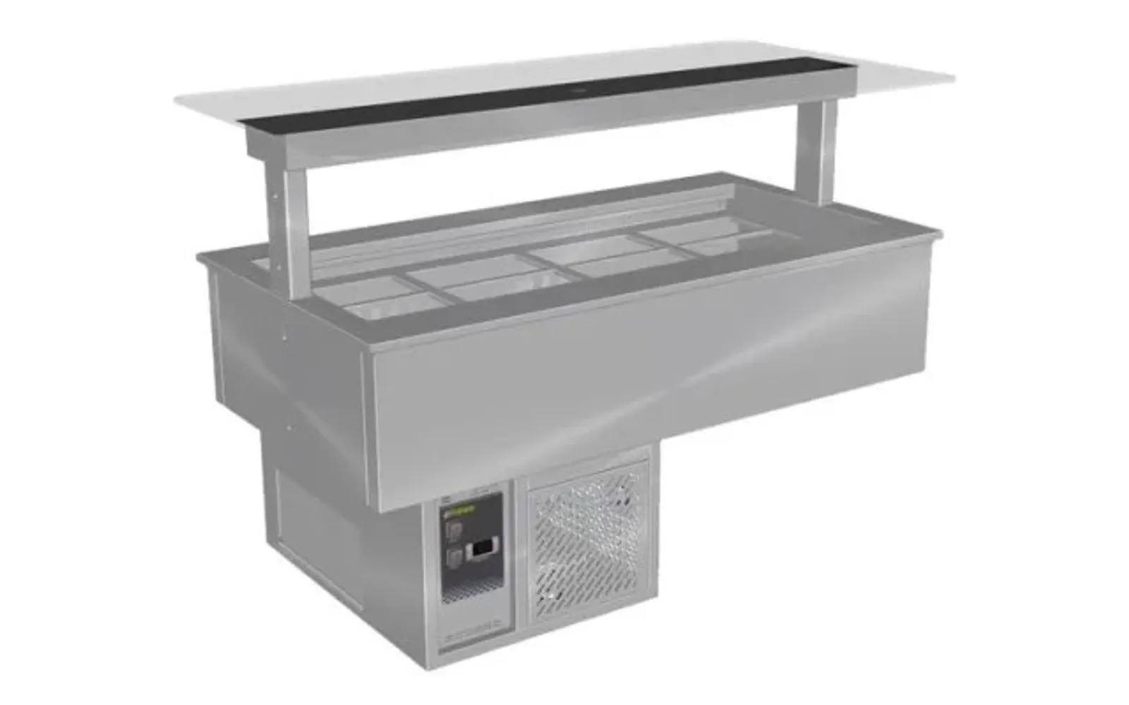 Culinaire CR.CWCF.U.GSF.4 Under Bench Refrigerated Cold Well With Flat Glass Gantry - Counter Line - Self Contained - 4Mod