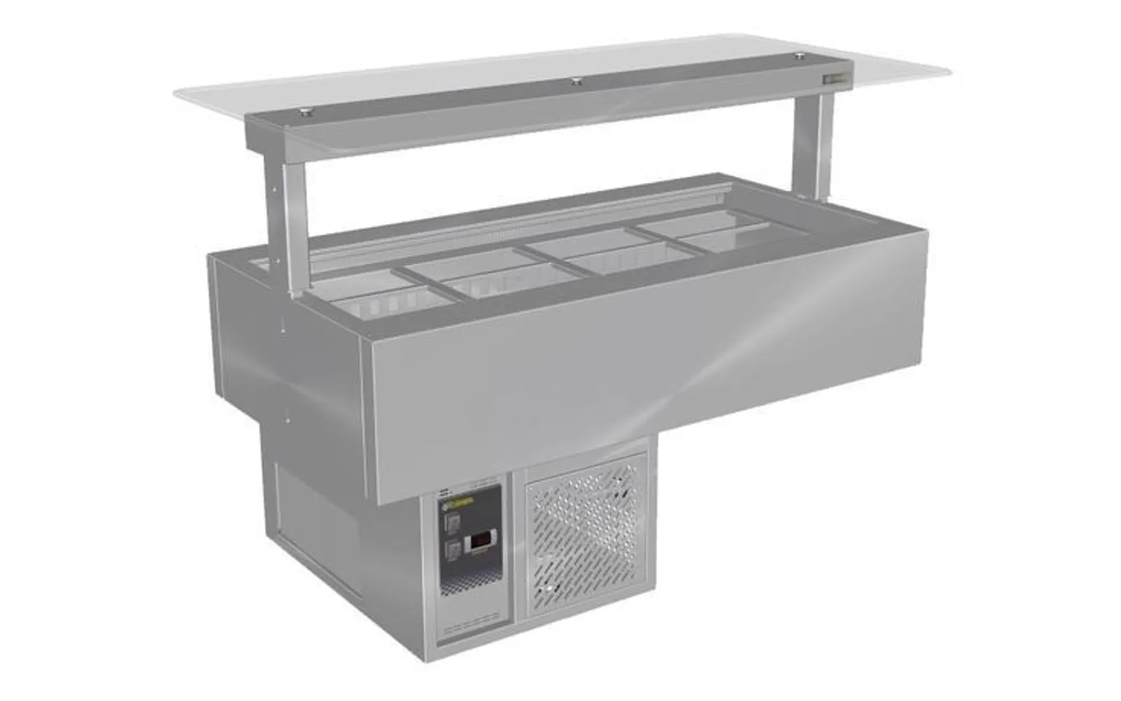 Culinaire CR.CWCF.U.GSF.8 Under Bench Refrigerated Cold Well With Flat Glass Gantry - Counter Line - Self Contained - 8Mod