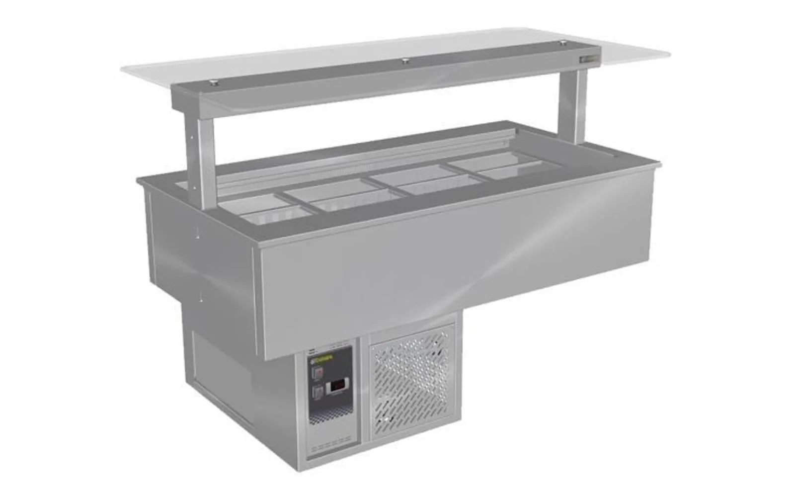 Culinaire CR.CWCF.D.GSF.7 Drop-In Refrigerated Cold Well With Flat Glass Gantry - Counter Line - Self Contained - 7Mod