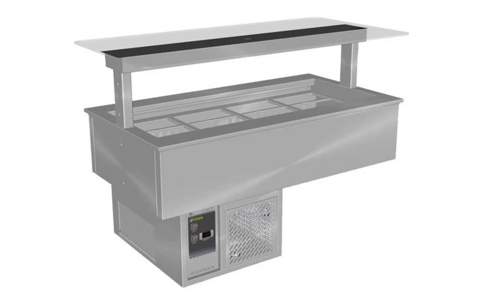 Culinaire CR.CWCF.D.GSB.5 Drop-In Refrigerated Cold Well With Flat Glass Gantry - Counter Line - Self Contained  - Black Centre - 5Mod