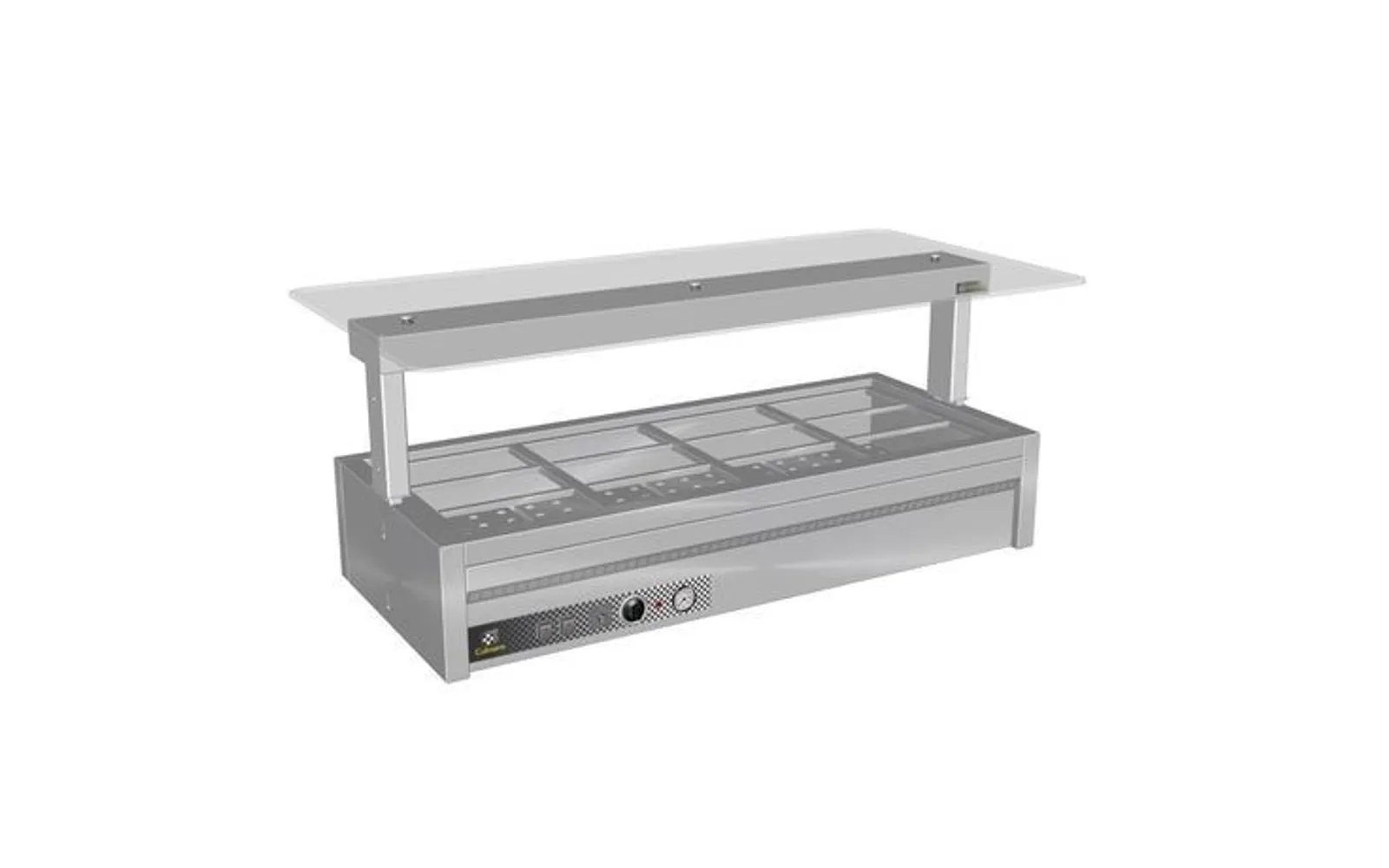 Culinaire CH.BMC.U.GSF.7 Under Bench Counter Line Bain Marie With Flat Glass Gantry - 7Mod