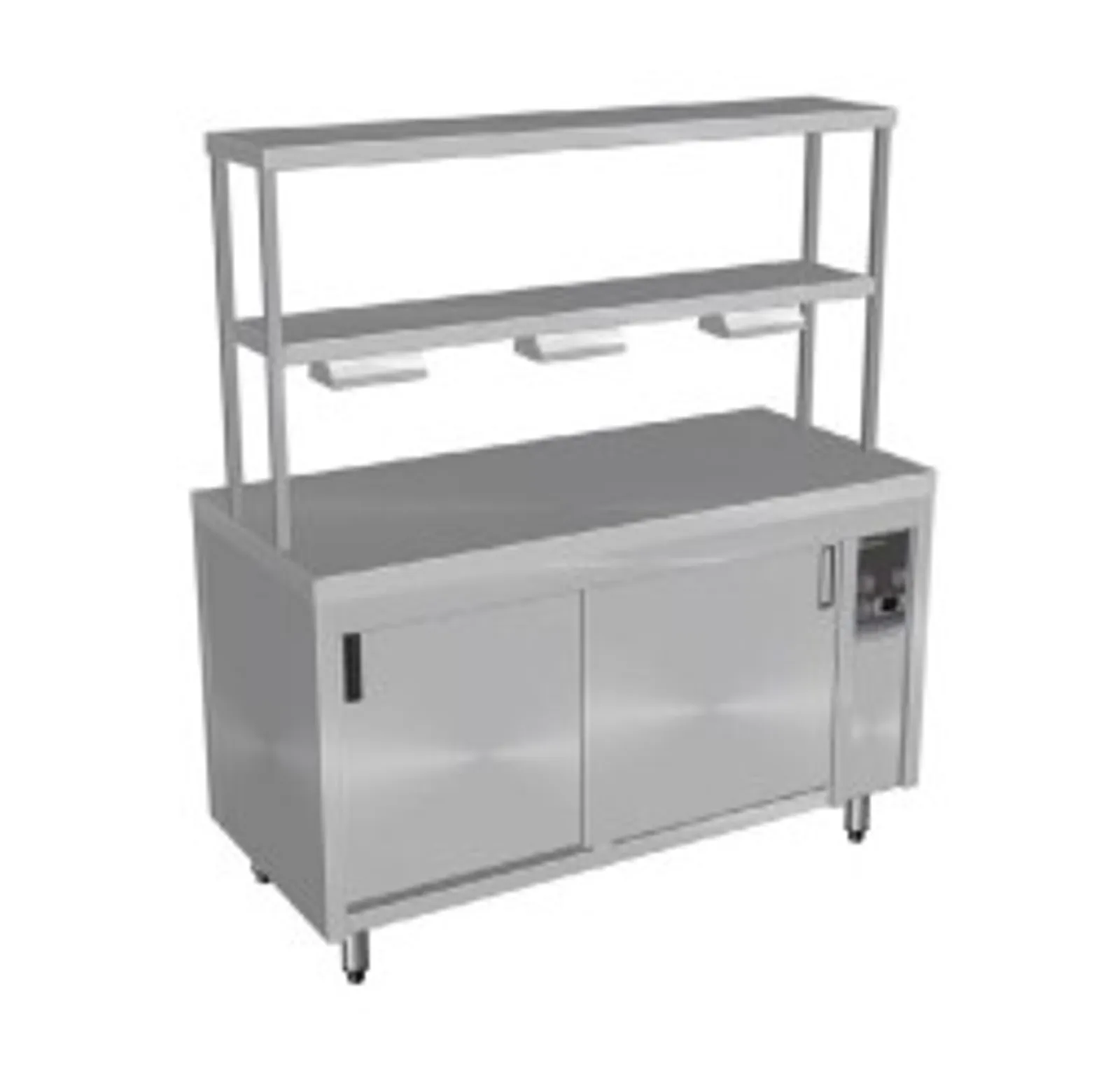 Culinaire CH.HC.I.GDB.7 Island Hot Cupboard with Double Gantry and Heat Lamps to Bottom Shelf - 7Mod